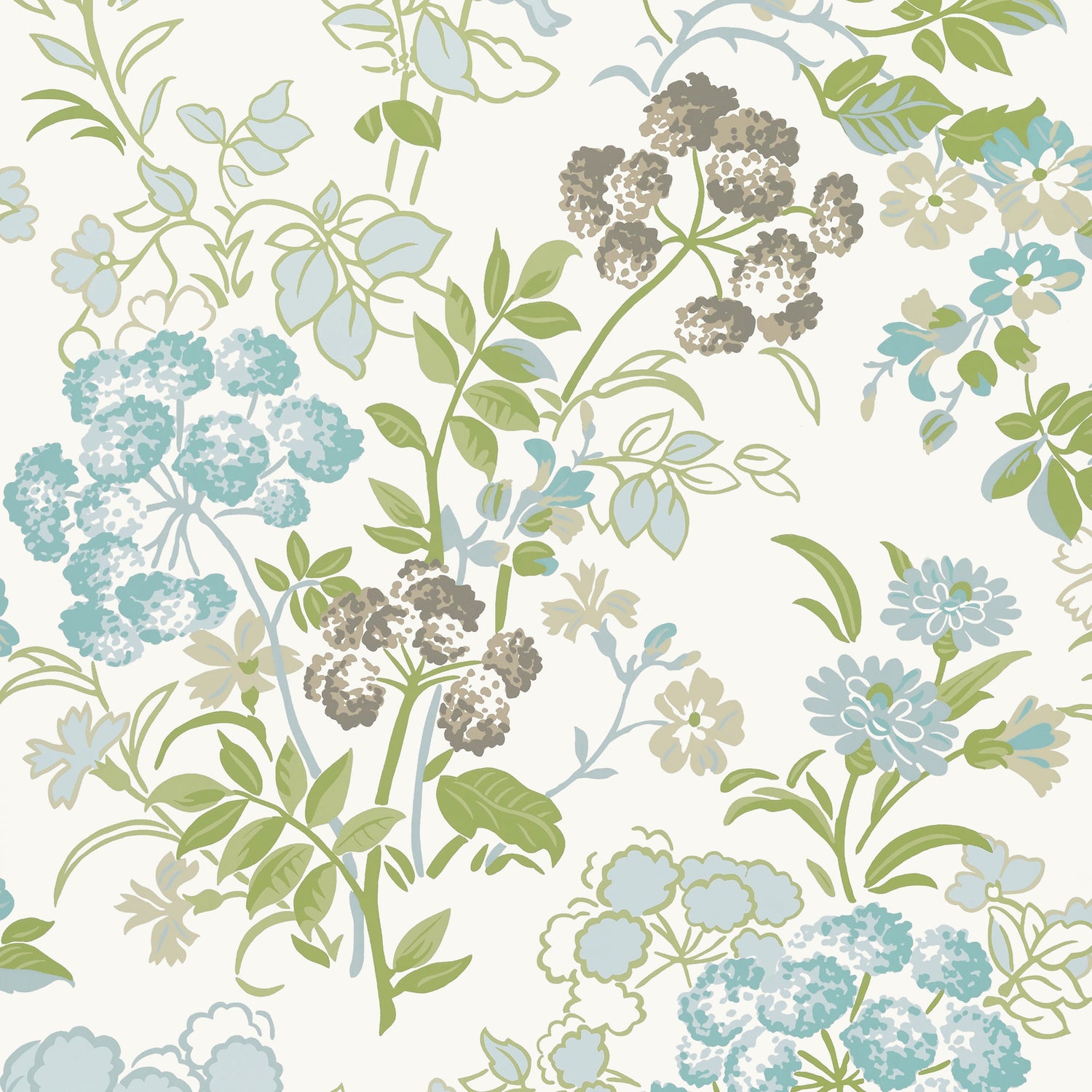 Spring Garden wallpaper in spa blue color - pattern number T14339 - by Thibaut in the Canopy collection