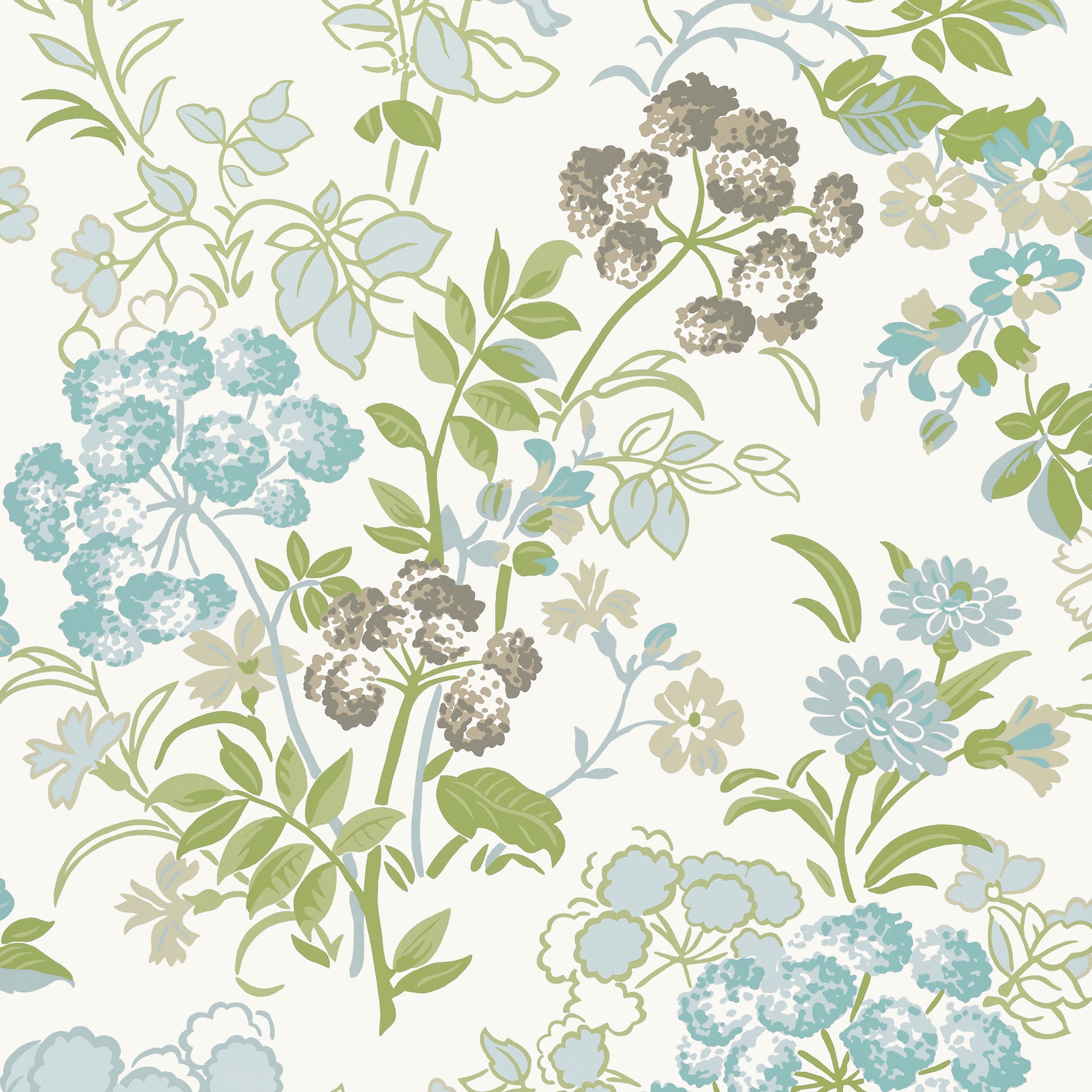 Spring Garden wallpaper in spa blue color - pattern number T14339 - by Thibaut in the Canopy collection