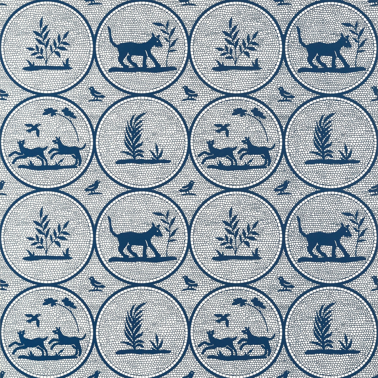 Dooley wallpaper in navy color - pattern number T14348 - by Thibaut in the Canopy collection
