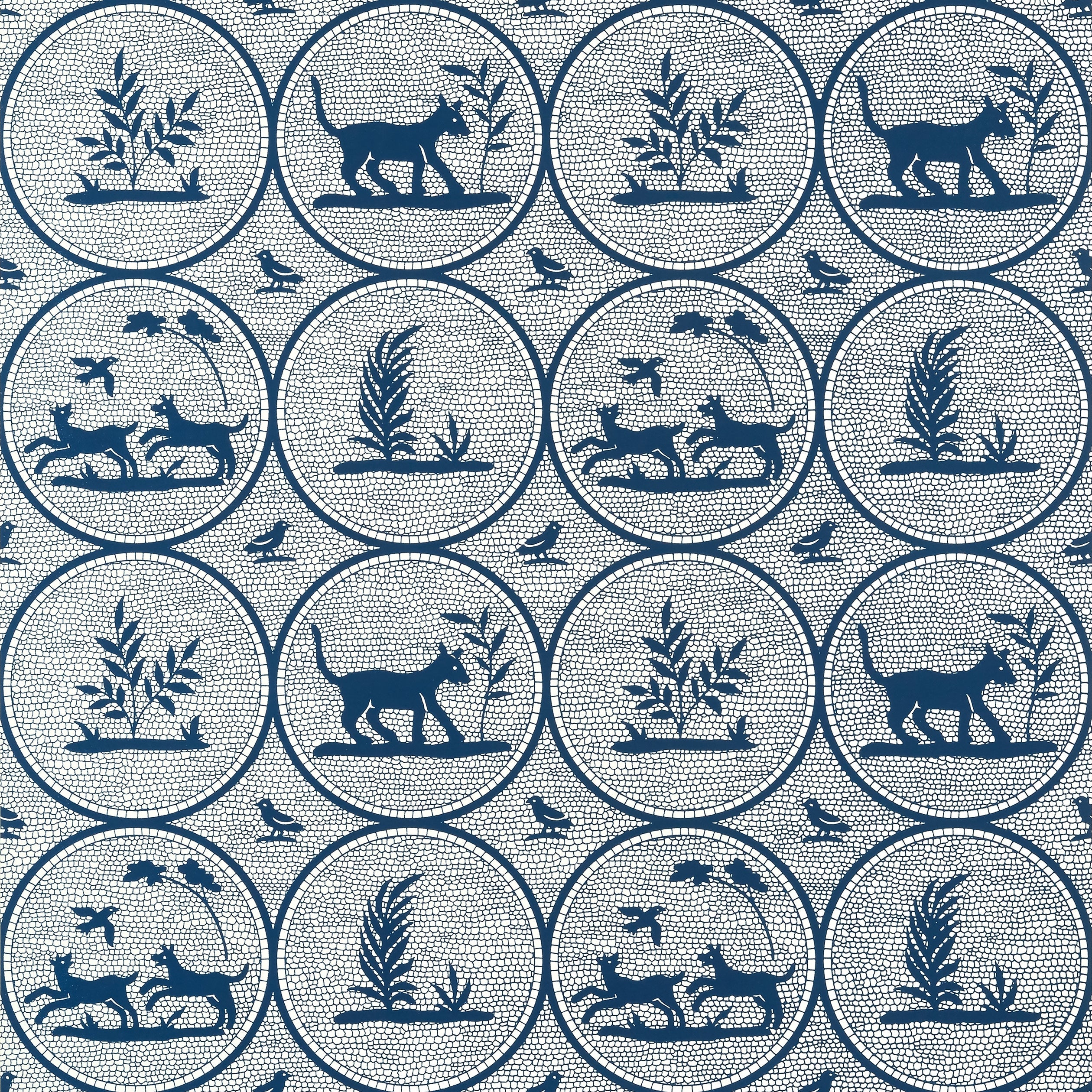 Dooley wallpaper in navy color - pattern number T14348 - by Thibaut in the Canopy collection