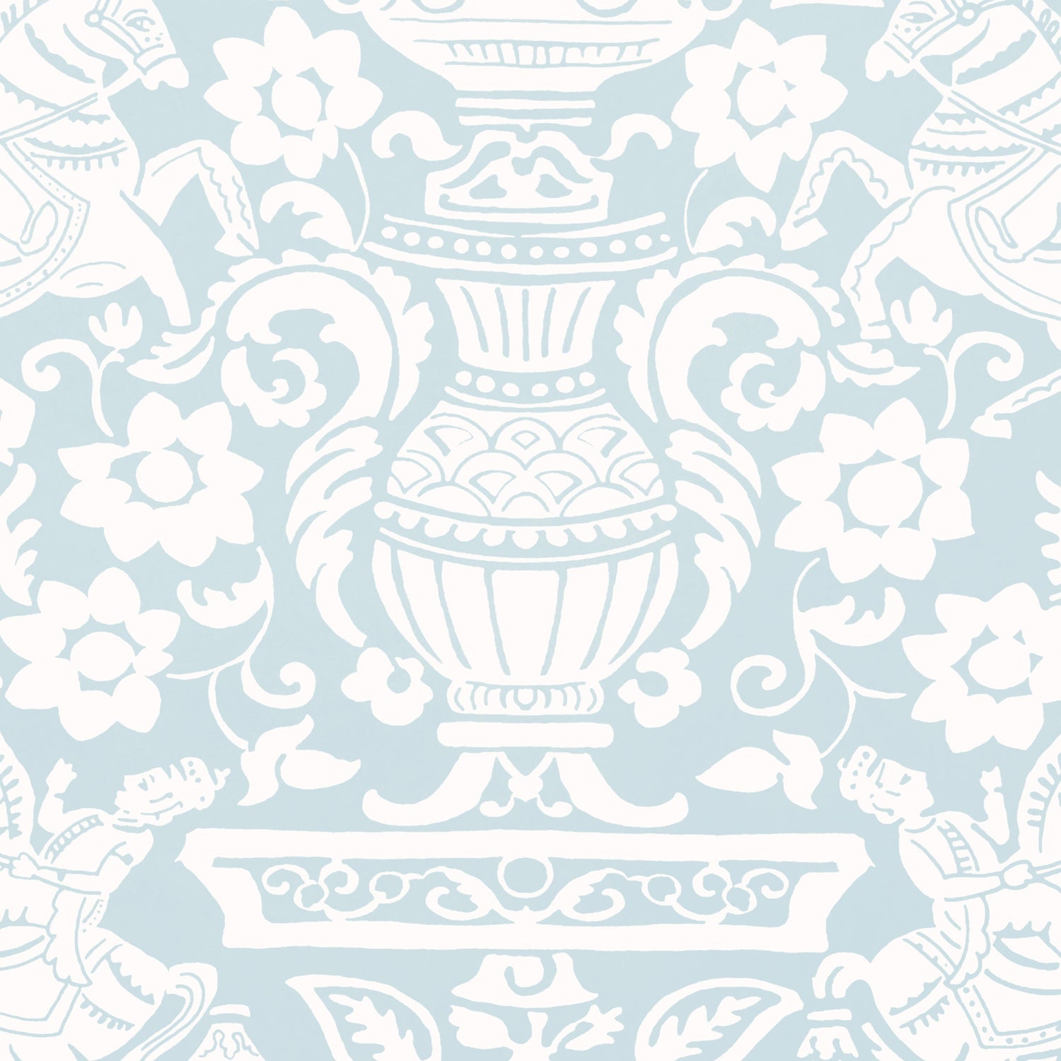 Galway wallpaper in spa blue color - pattern number T14360 - by Thibaut in the Canopy collection