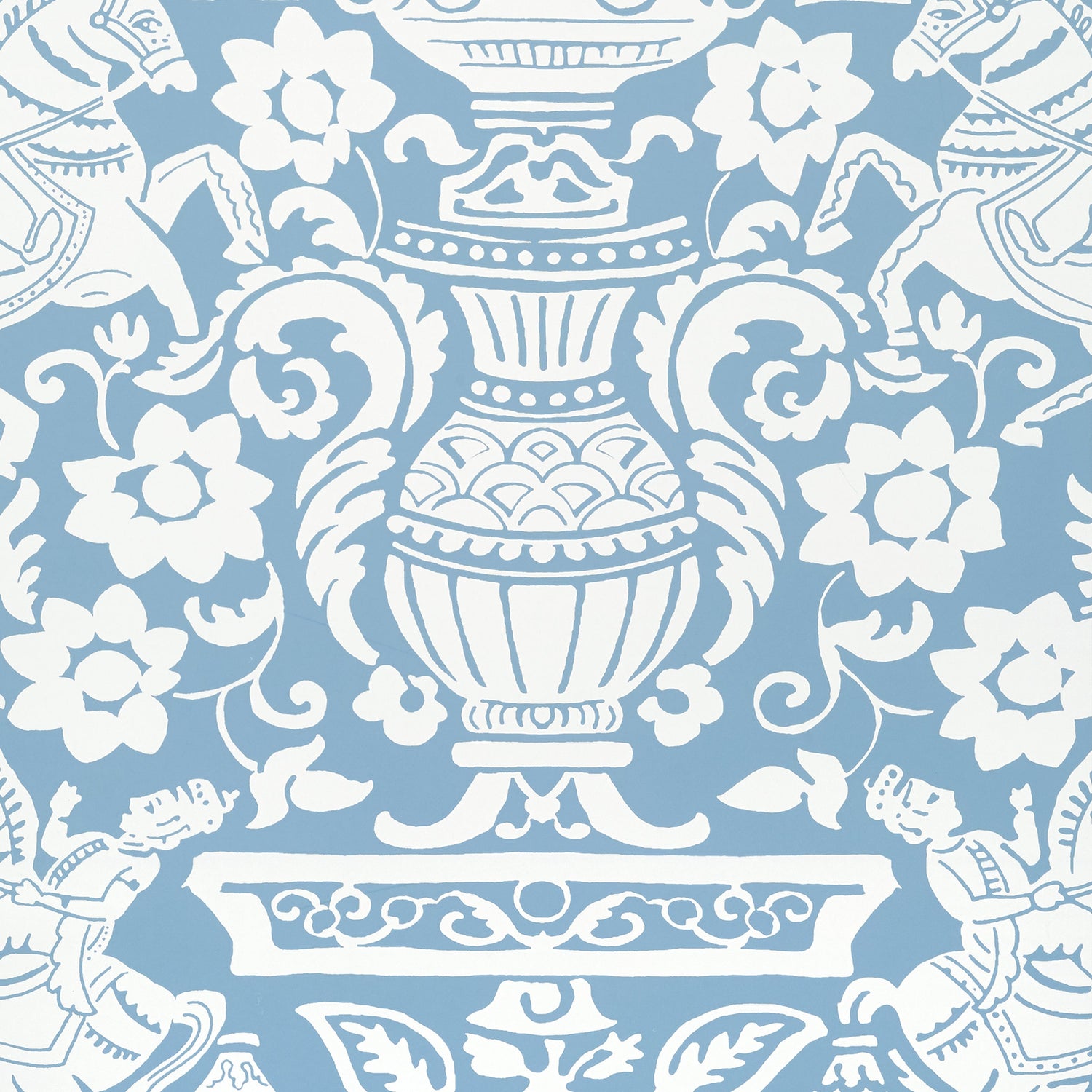 Galway wallpaper in blue color - pattern number T14361 - by Thibaut in the Canopy collection