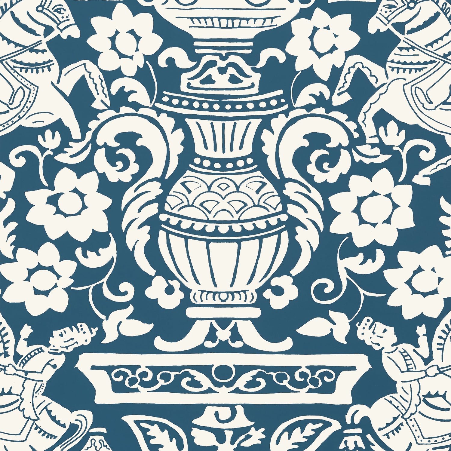 Galway wallpaper in navy color - pattern number T14362 - by Thibaut in the Canopy collection