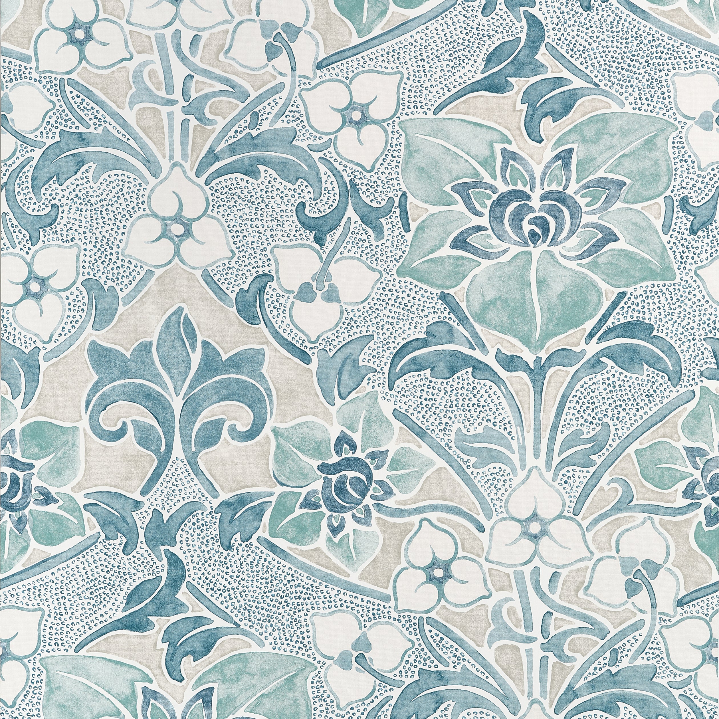 Woodford Wallpaper in Spa Blue color - pattern number T14604 - by Thibaut in the Fairhaven collection