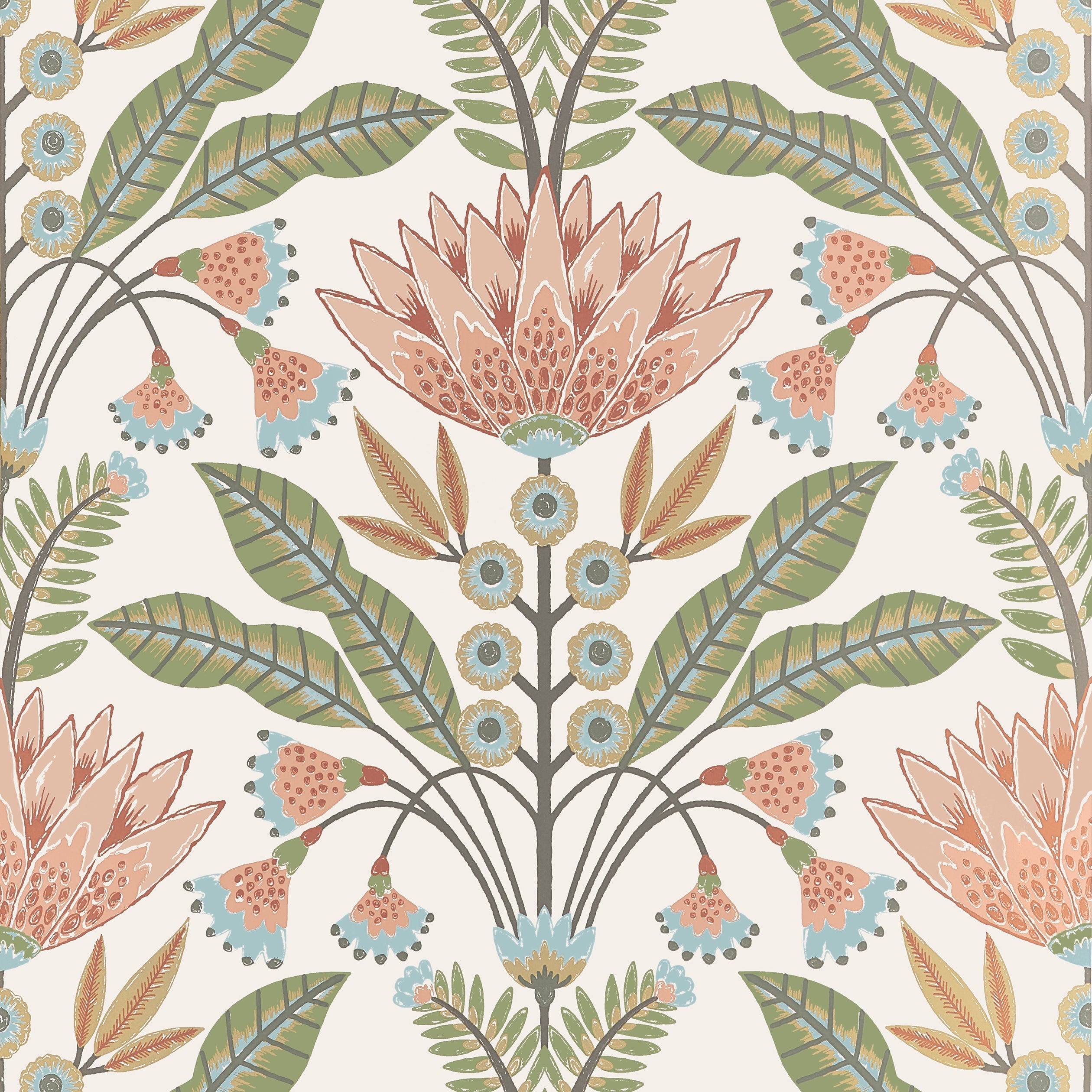 Lotus Wallpaper in Apricot color - pattern number T14609 - by Thibaut in the Fairhaven collection