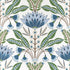 Lotus Wallpaper in Blue and Green color - pattern number T14612 - by Thibaut in the Fairhaven collection