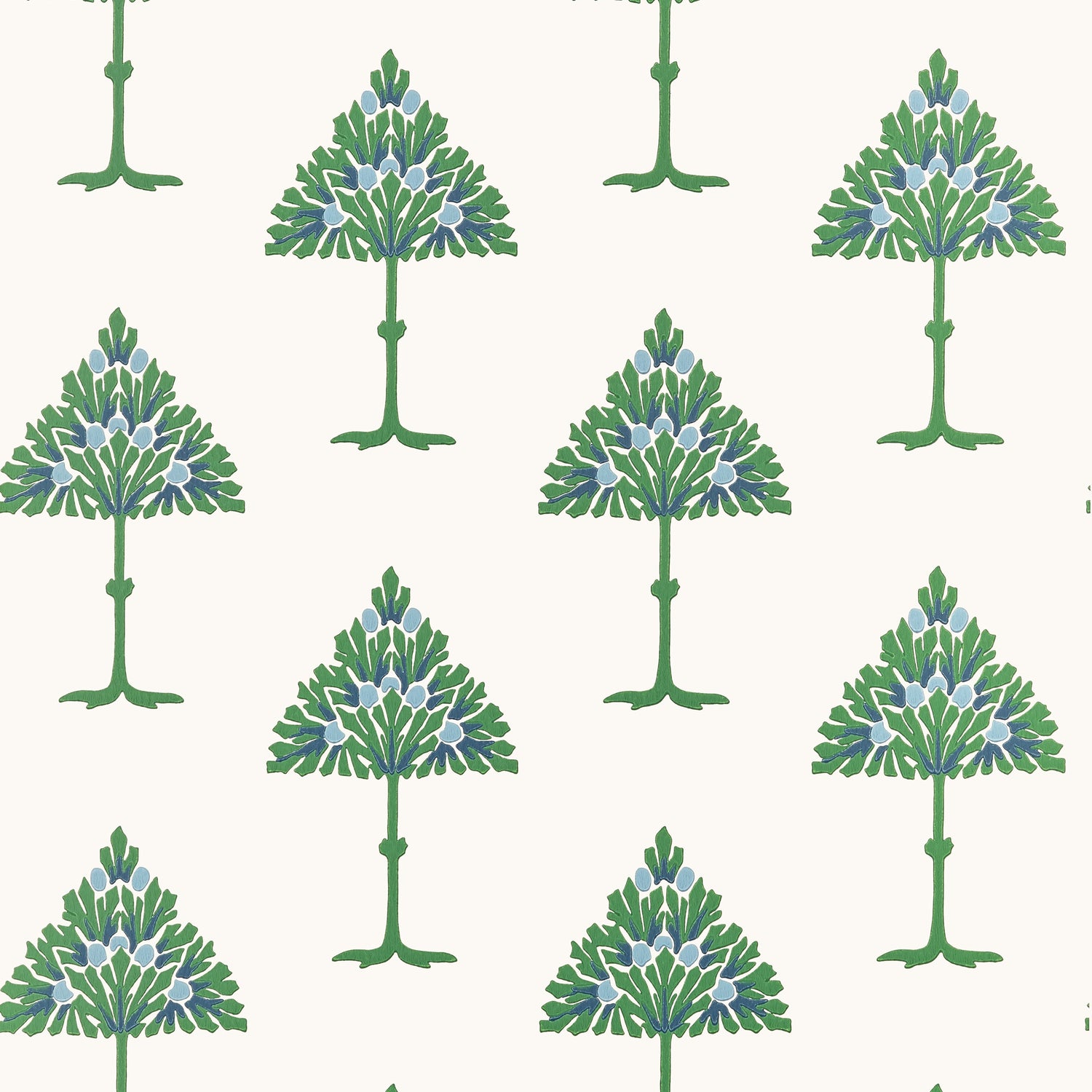 May Tree Wallpaper in Blue and Green color - pattern number T14615 - by Thibaut in the Fairhaven collection