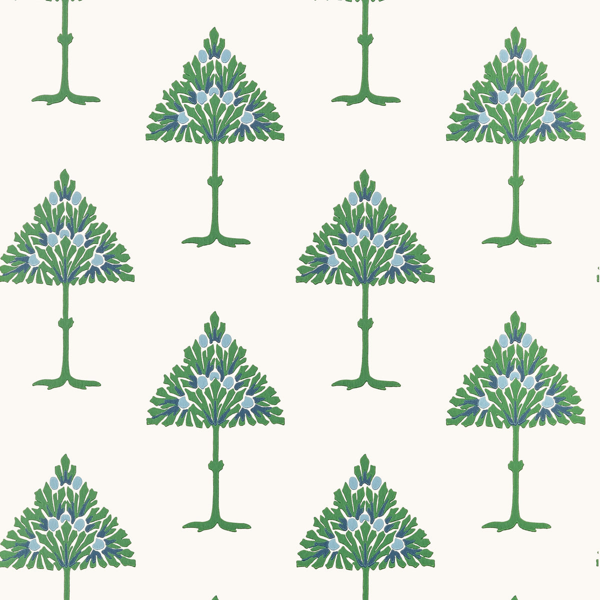 May Tree Wallpaper in Blue and Green color - pattern number T14615 - by Thibaut in the Fairhaven collection