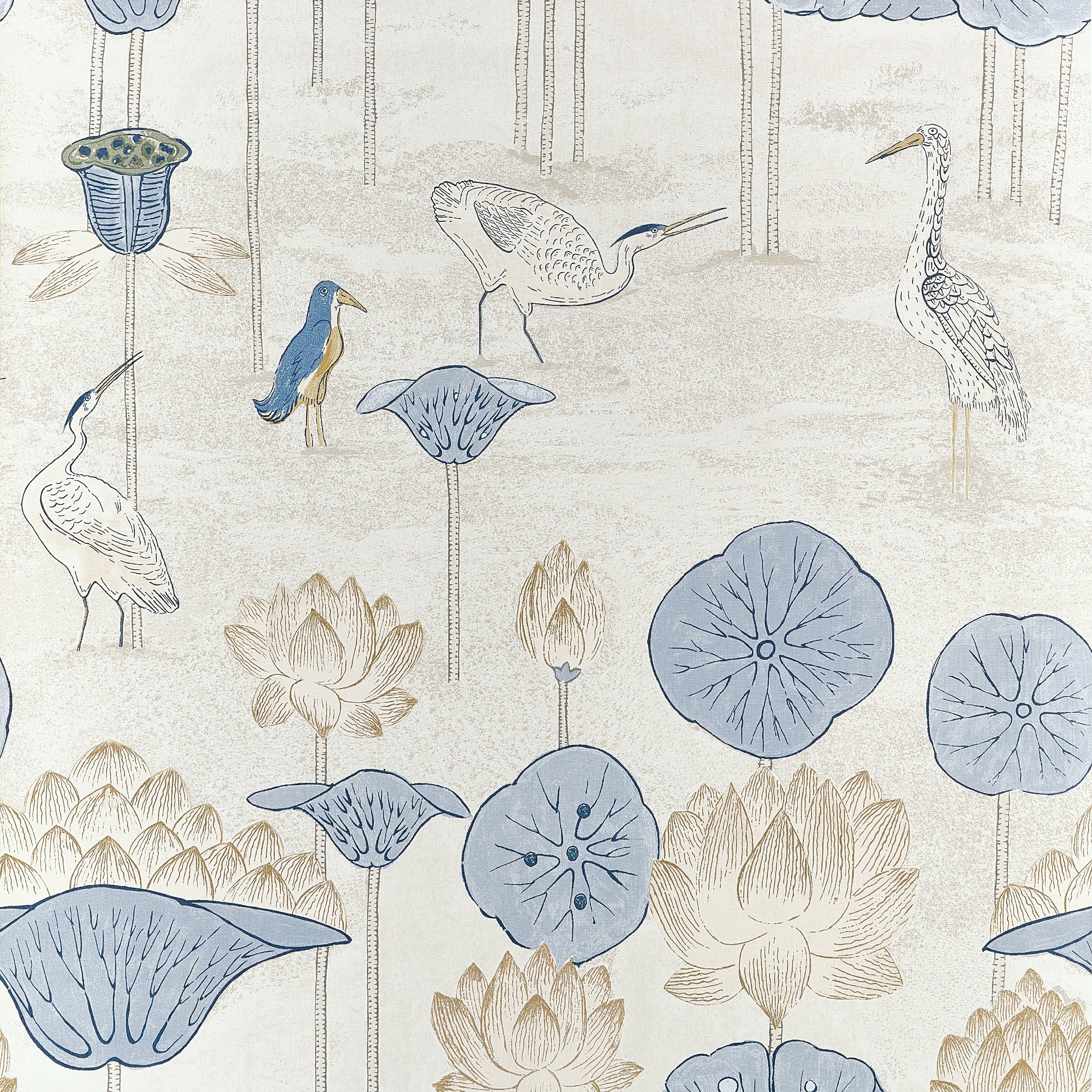 Malea Wallpaper in Blue and Beige color - pattern number T14636 - by Thibaut in the Fairhaven collection