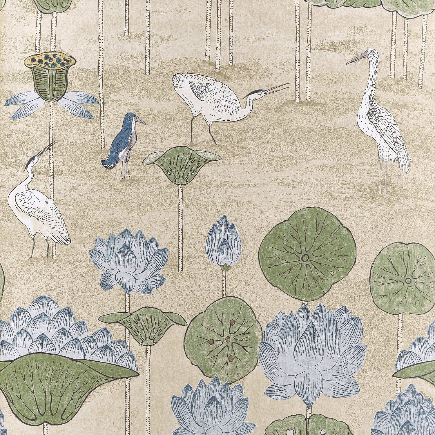 Malea Wallpaper in Sage and Blue color - pattern number T14638 - by Thibaut in the Fairhaven collection
