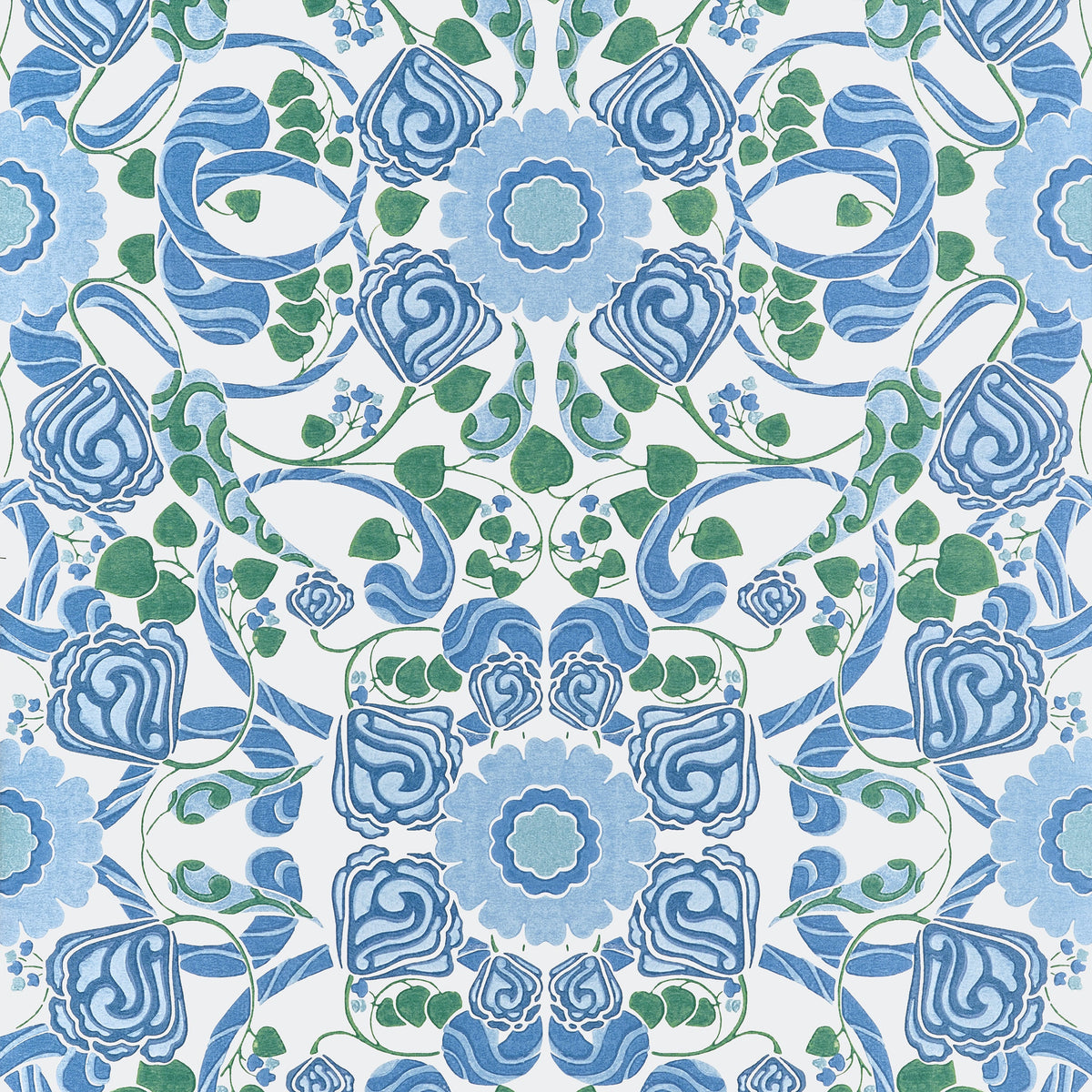 Margaux Wallpaper in Blue and Green color - pattern number T14644 - by Thibaut in the Fairhaven collection