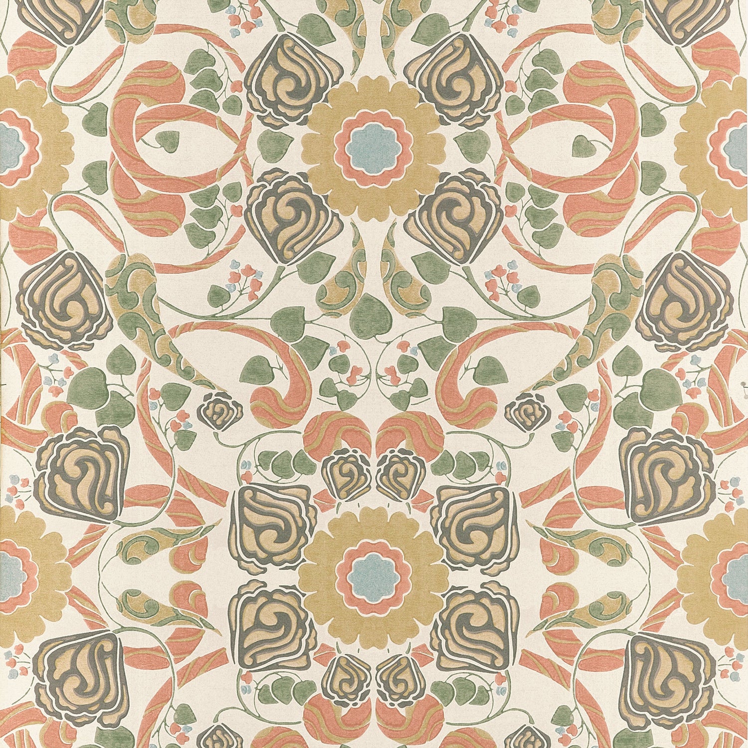 Margaux Wallpaper in Apricot and Sage color - pattern number T14646 - by Thibaut in the Fairhaven collection