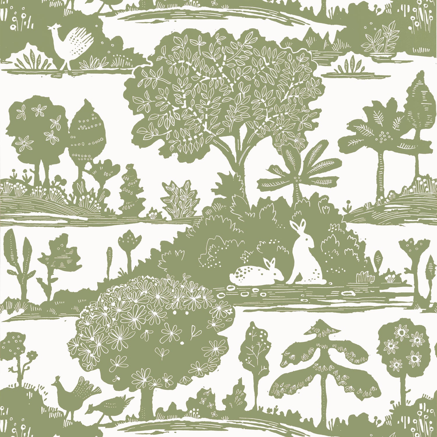 La Foret Wallpaper in Sage color - pattern number T14651 - by Thibaut in the Fairhaven collection
