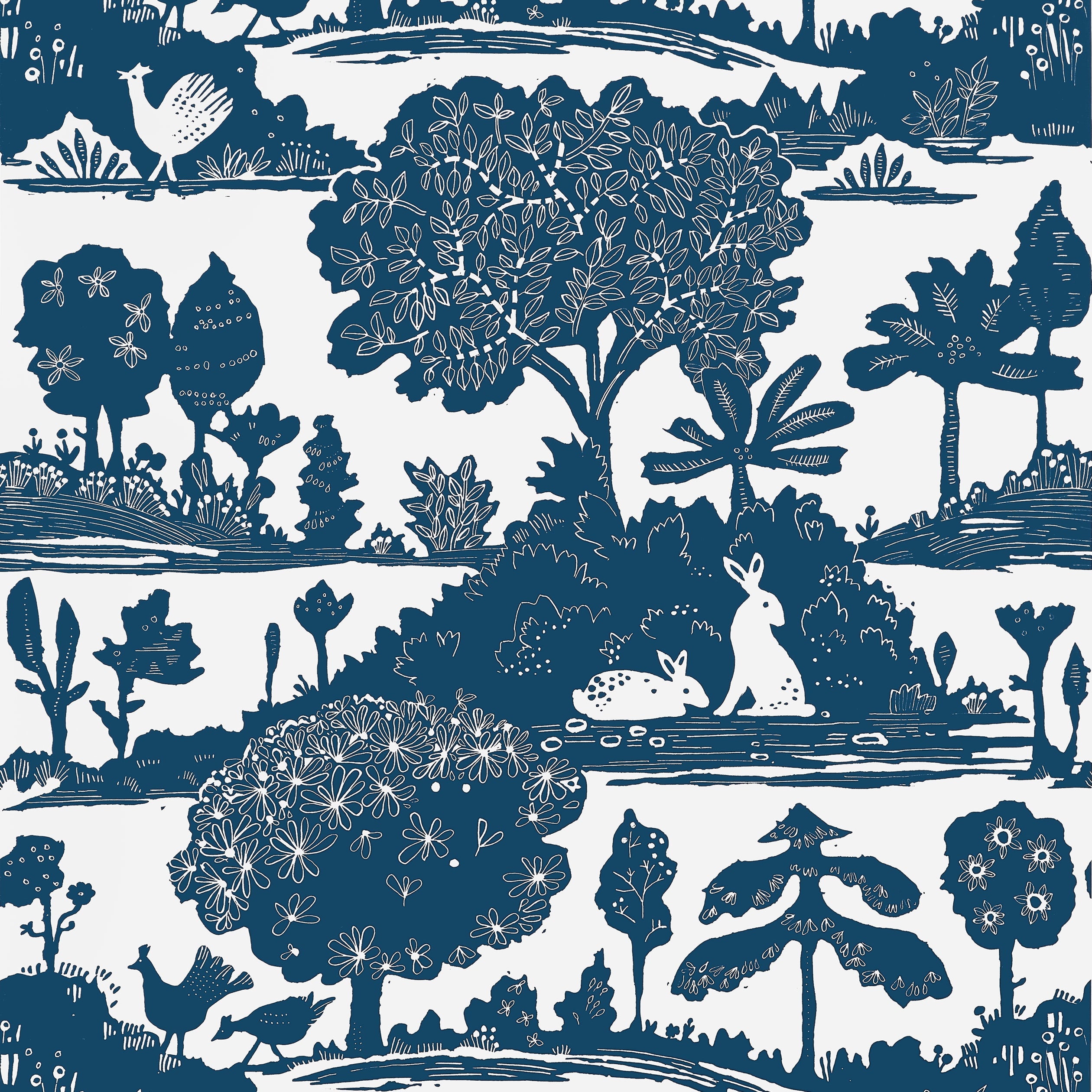 La Foret Wallpaper in Navy color - pattern number T14652 - by Thibaut in the Fairhaven collection