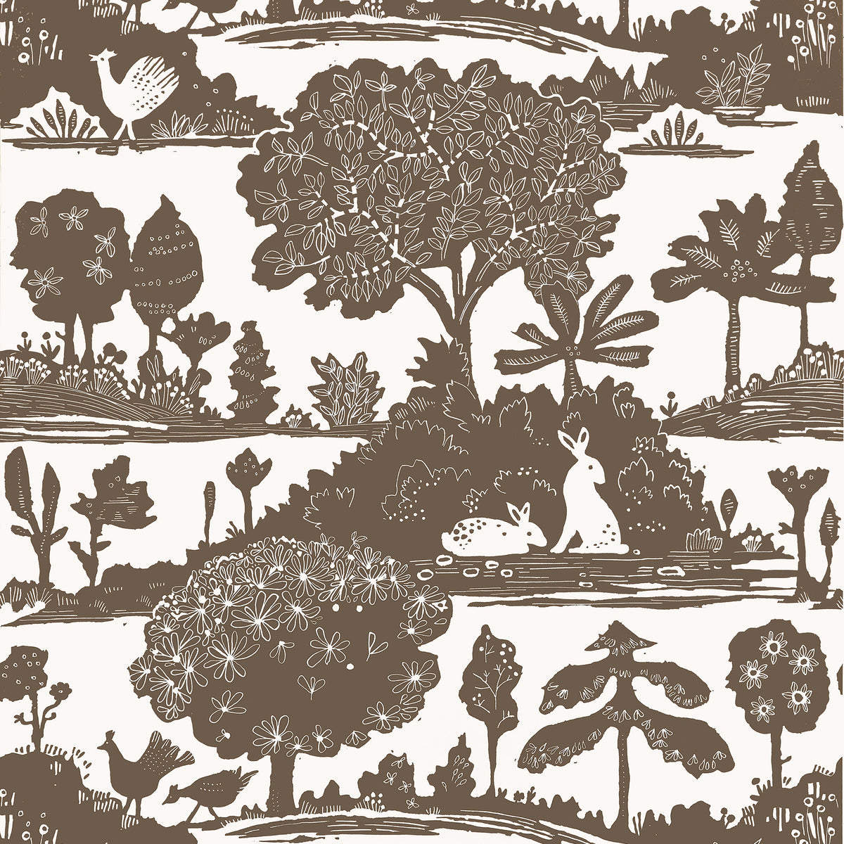 La Foret Wallpaper in Brown color - pattern number T14653 - by Thibaut in the Fairhaven collection
