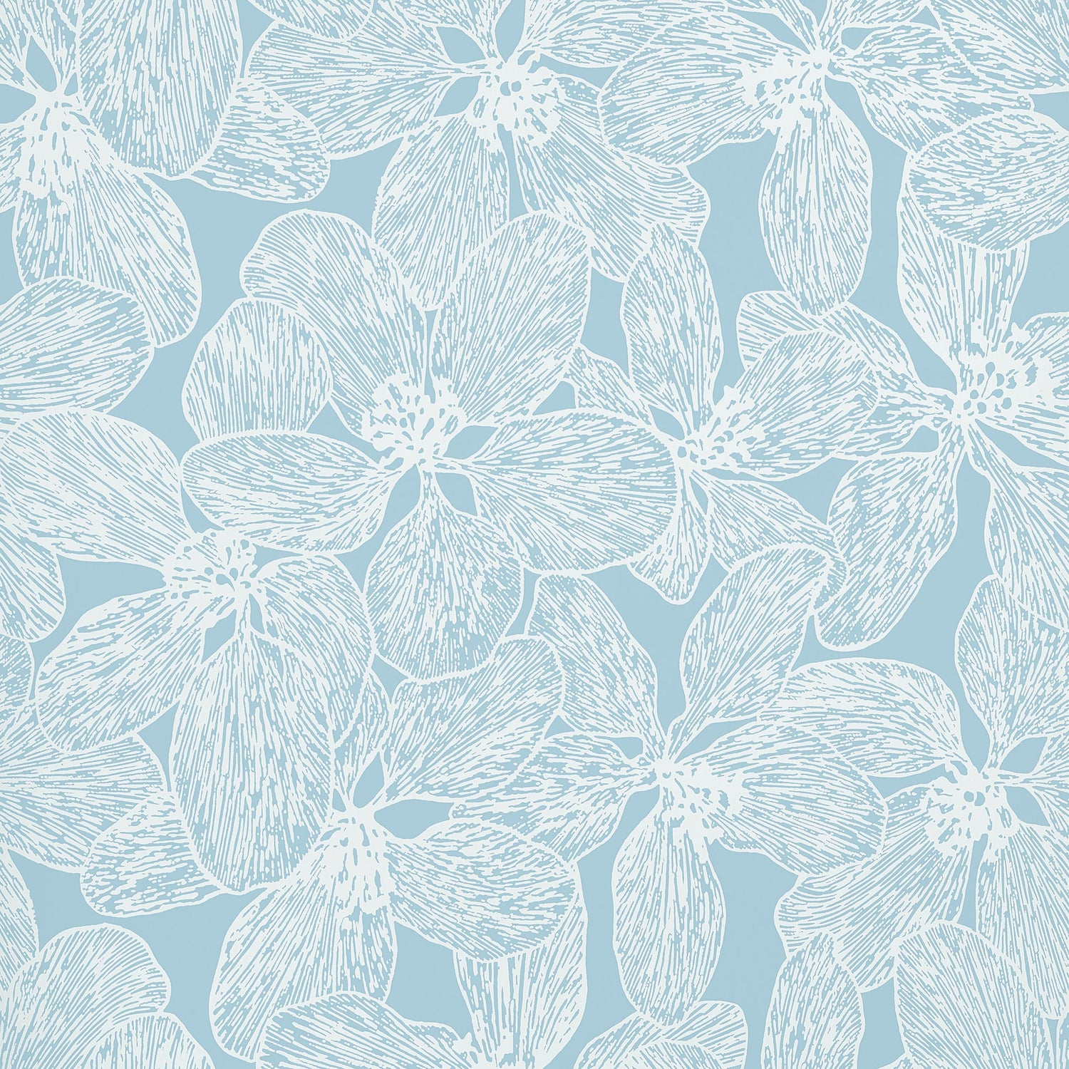 Island Orchid wallpaper in light blue color - pattern number T15847 - by Thibaut in the Islander collection