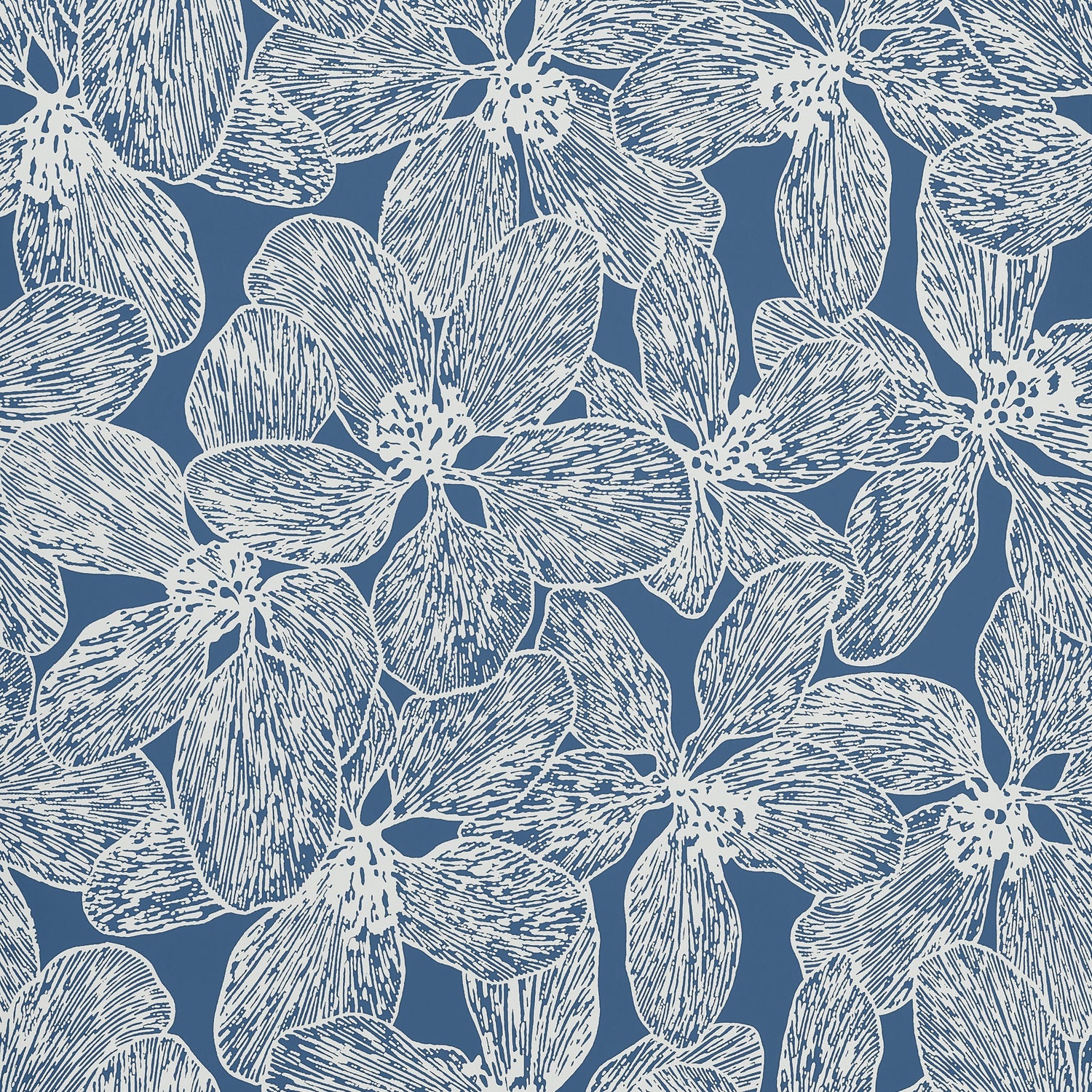 Island Orchid wallpaper in navy color - pattern number T15849 - by Thibaut in the Islander collection