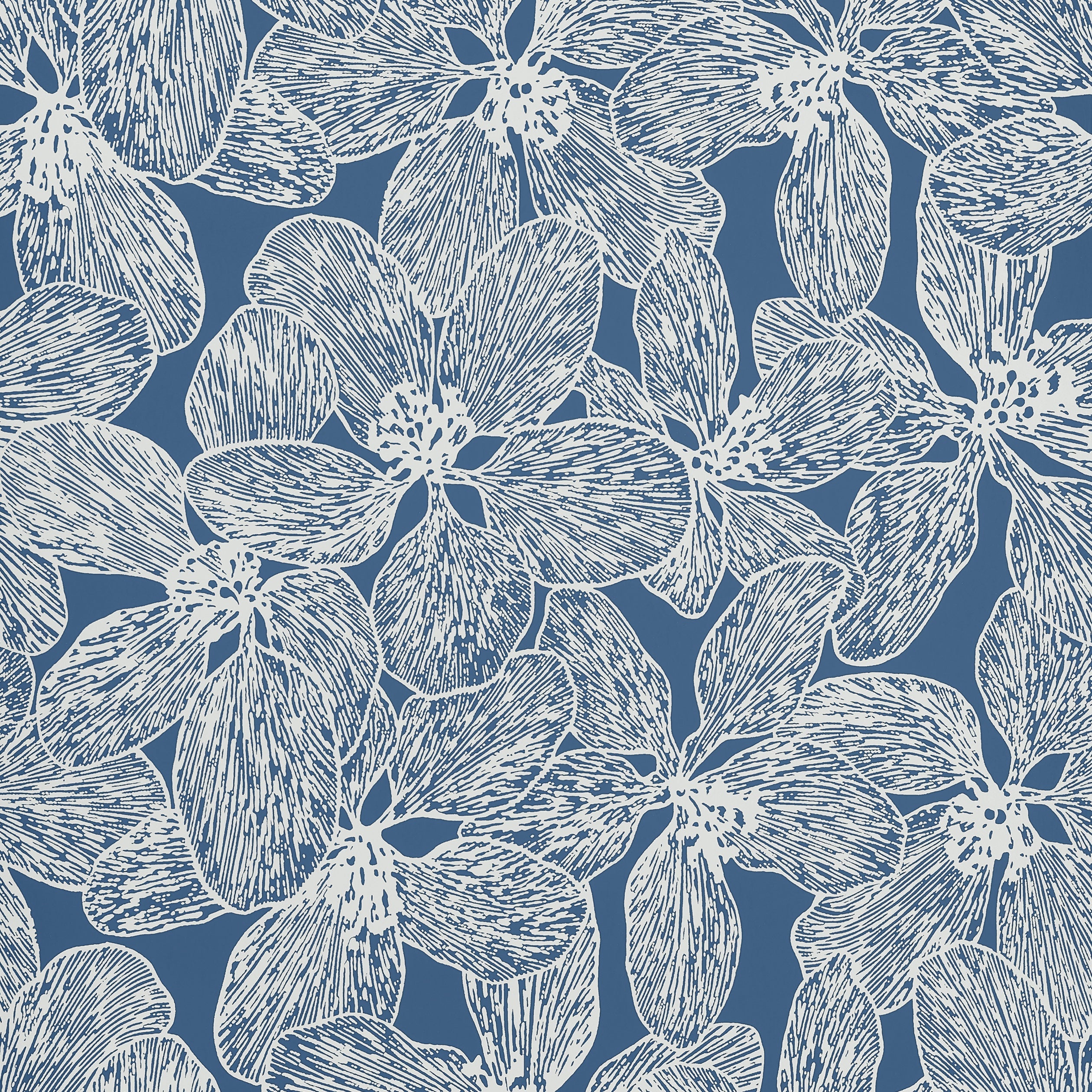 Island Orchid wallpaper in navy color - pattern number T15849 - by Thibaut in the Islander collection