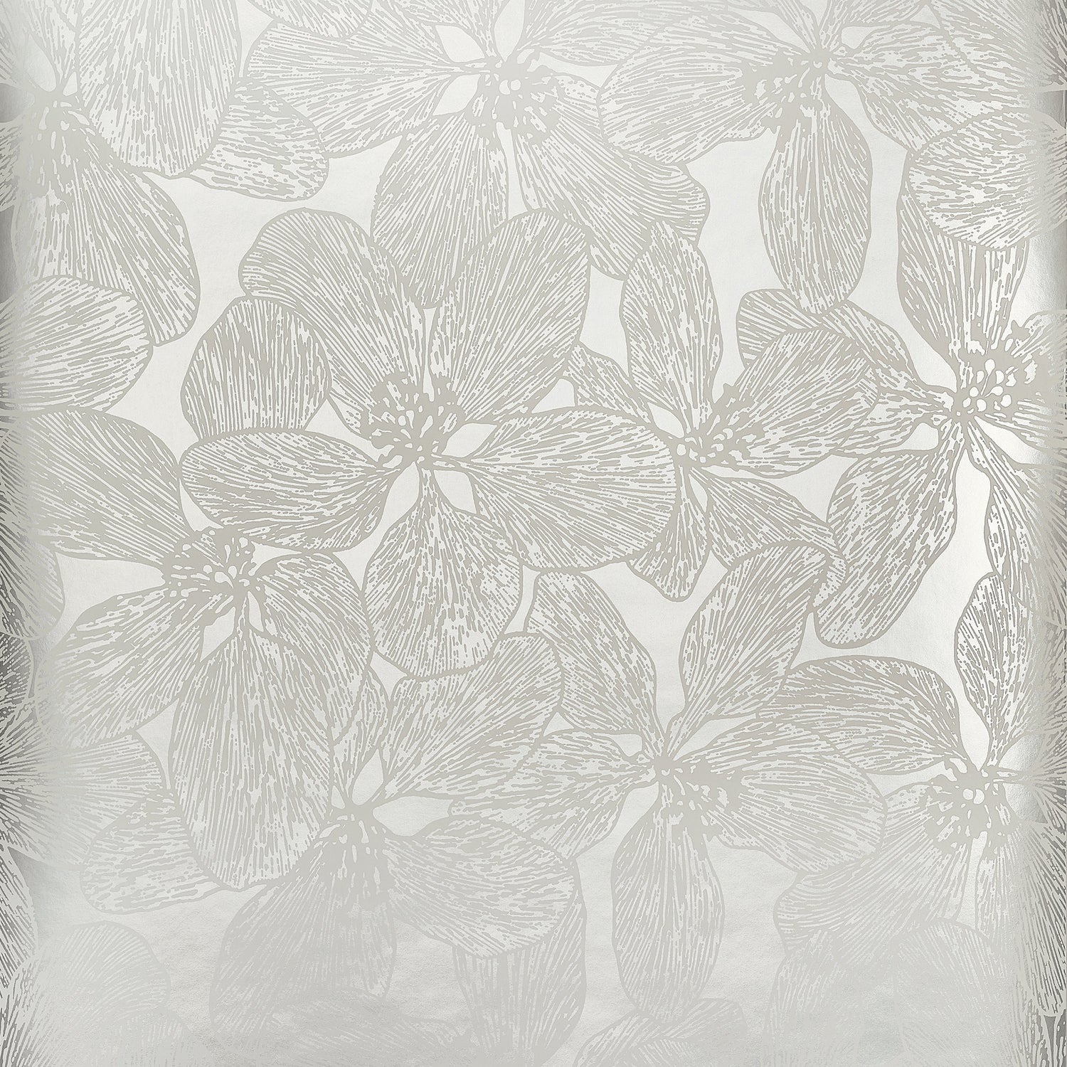 Island Orchid wallpaper in metallic silver color - pattern number T15850 - by Thibaut in the Islander collection