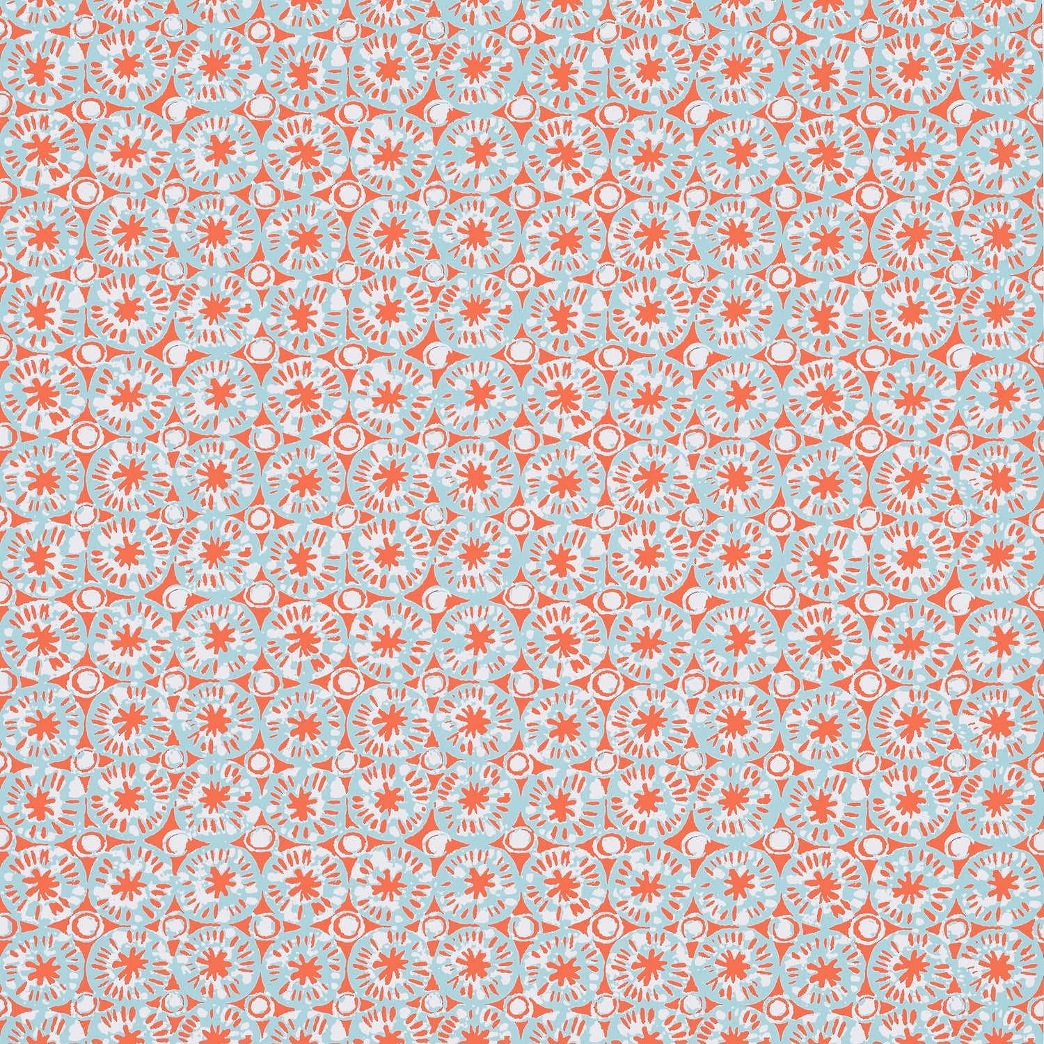 Sand Dollar fabric in coral and blue color - pattern number T15857 - by Thibaut in the Islander collection