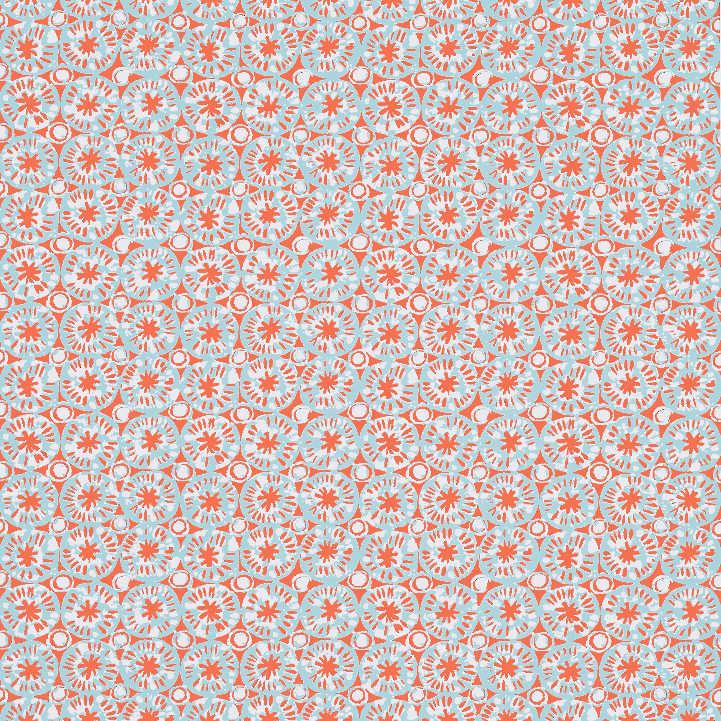 Sand Dollar fabric in coral and blue color - pattern number T15857 - by Thibaut in the Islander collection