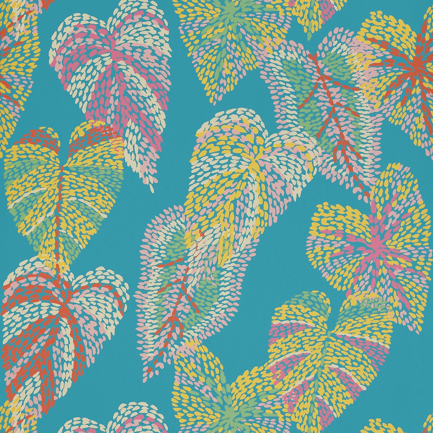 Delila wallpaper in turquoise color - pattern number T15864 - by Thibaut in the Islander collection