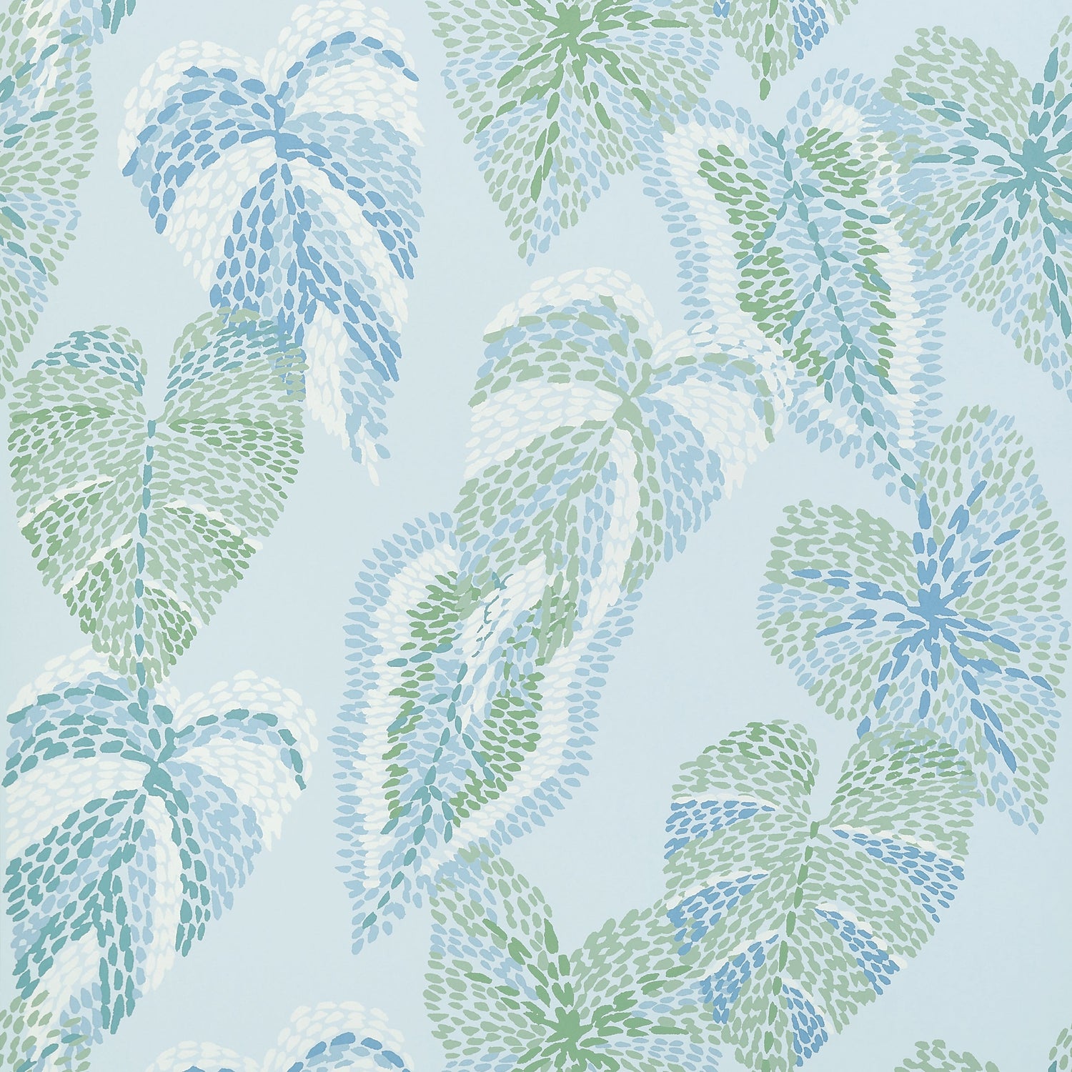 Delila wallpaper in soft blue color - pattern number T15867 - by Thibaut in the Islander collection