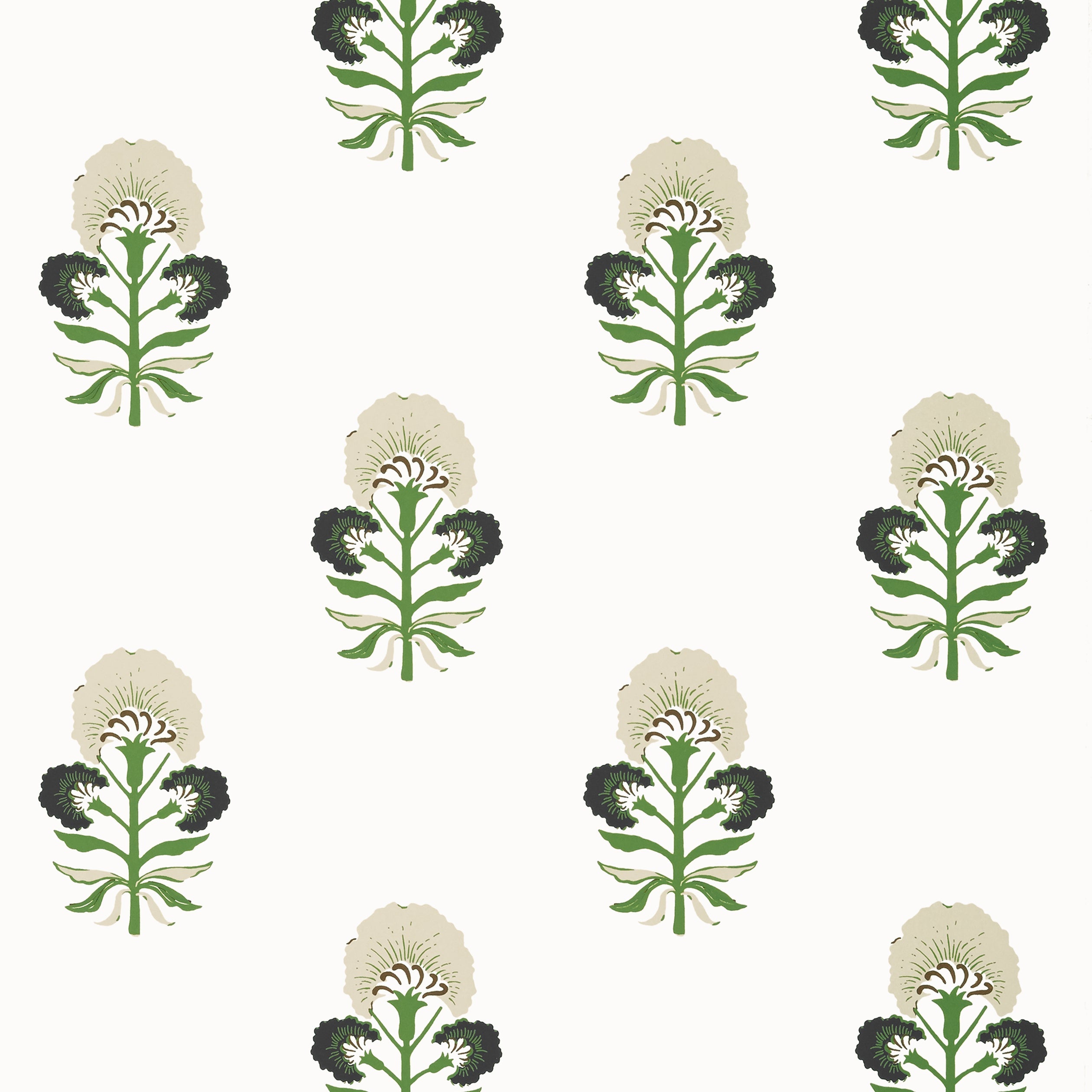 Tybee Bud fabric in black and green color - pattern number T16214 - by Thibaut in the Kismet by Thibaut collection