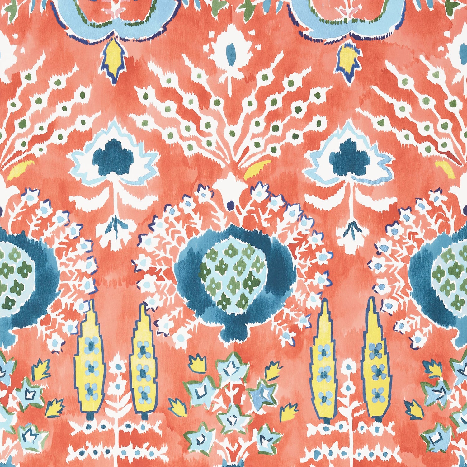 Mendoza Suzani fabric in coral color - pattern number T16243 - by Thibaut in the Kismet by Thibaut collection