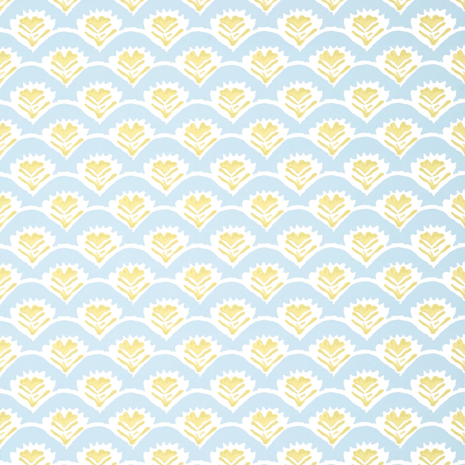 Emily wallpaper in yellow and blue color - pattern number T16253 - by Thibaut in the Kismet by Thibaut collection