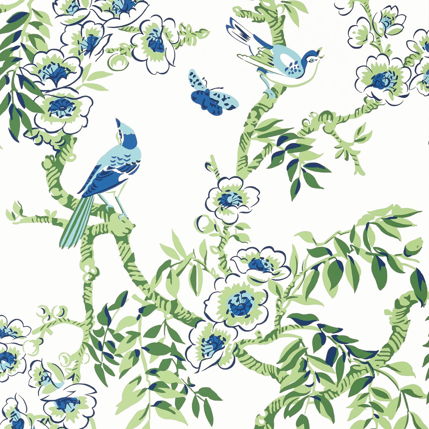 Yukio fabric in blue and green color - pattern number T20842 - by Thibaut in the Eden collection