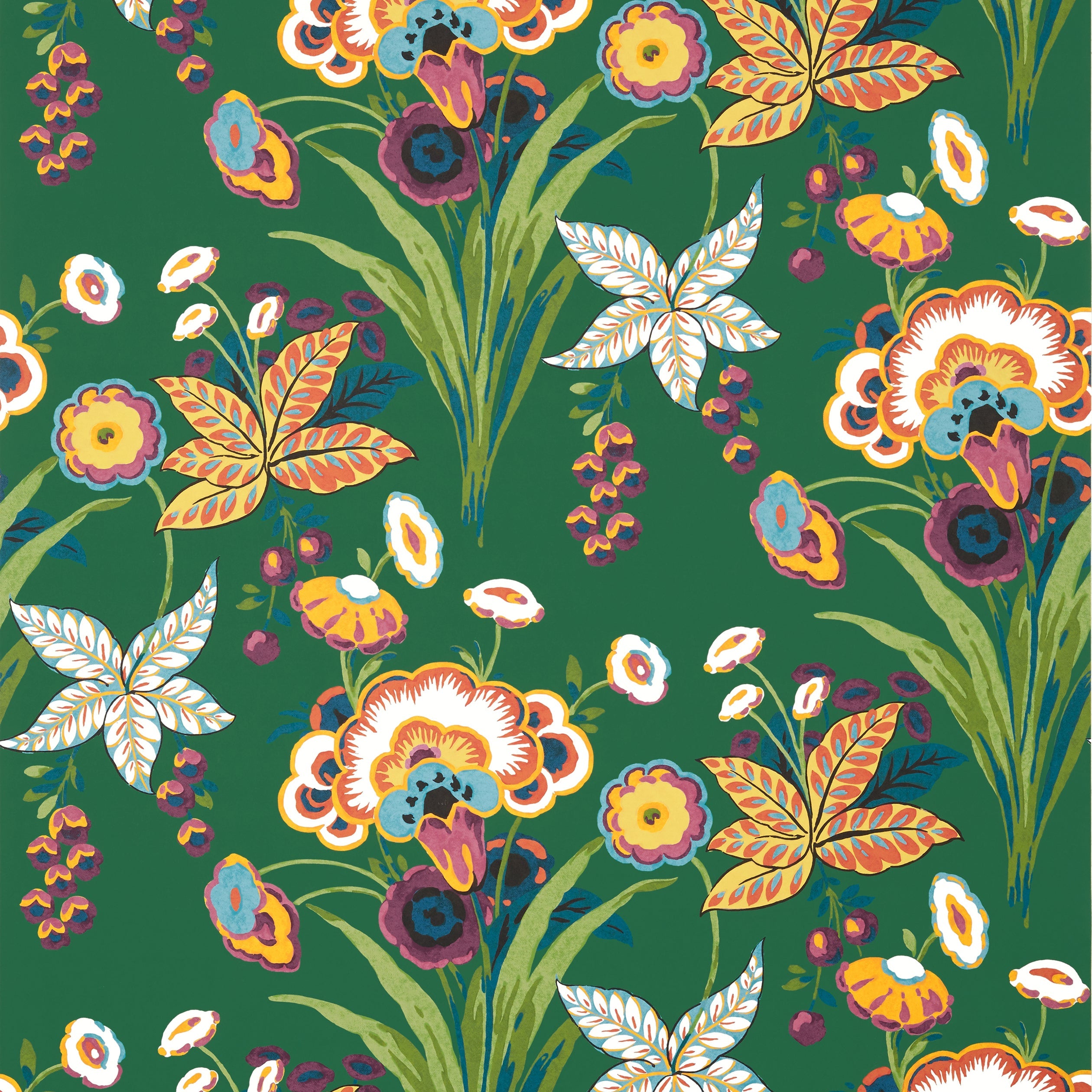 Pasadena wallpaper in emerald color - pattern number T20849 - by Thibaut in the Eden collection