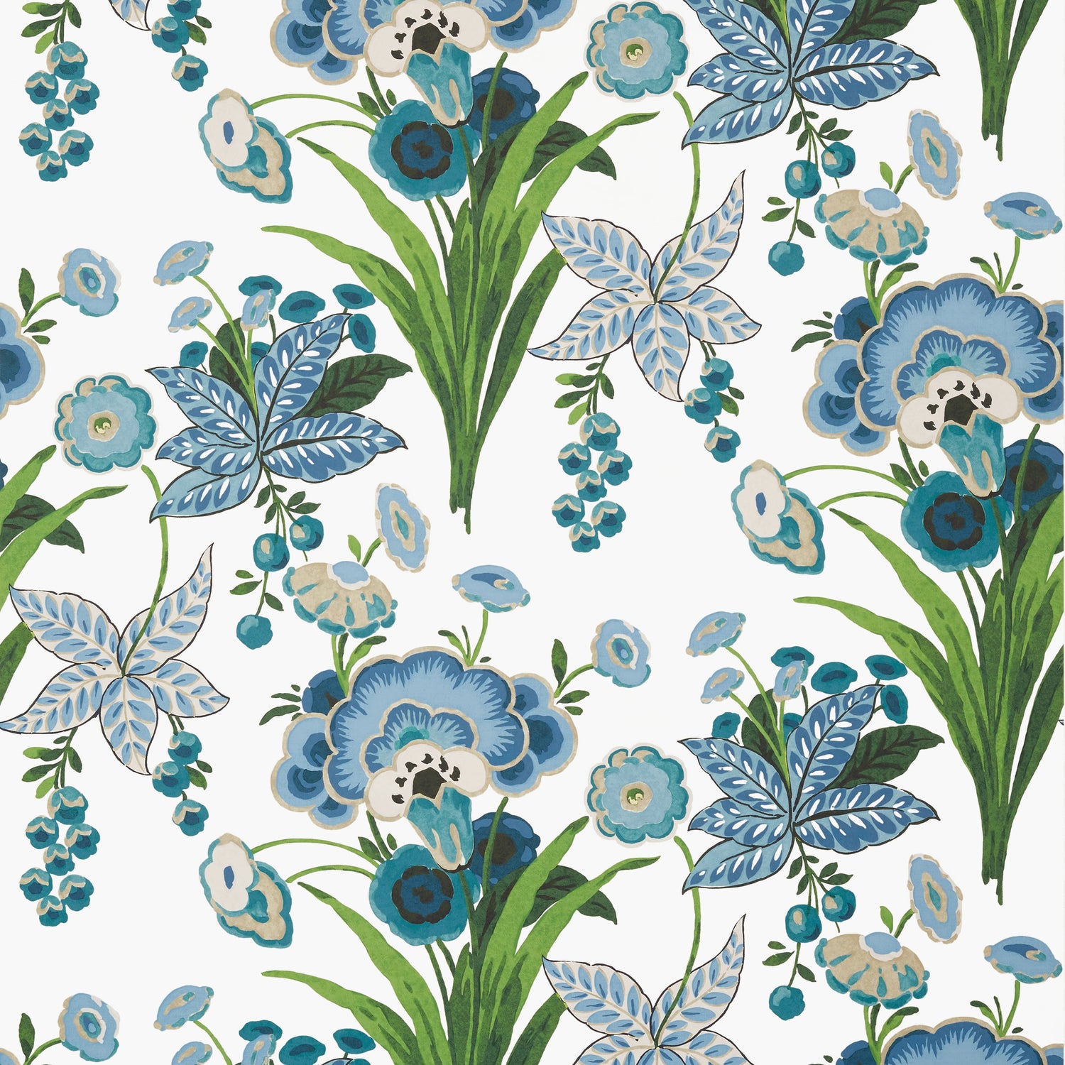 Pasadena wallpaper in blue and green color - pattern number T20851 - by Thibaut in the Eden collection