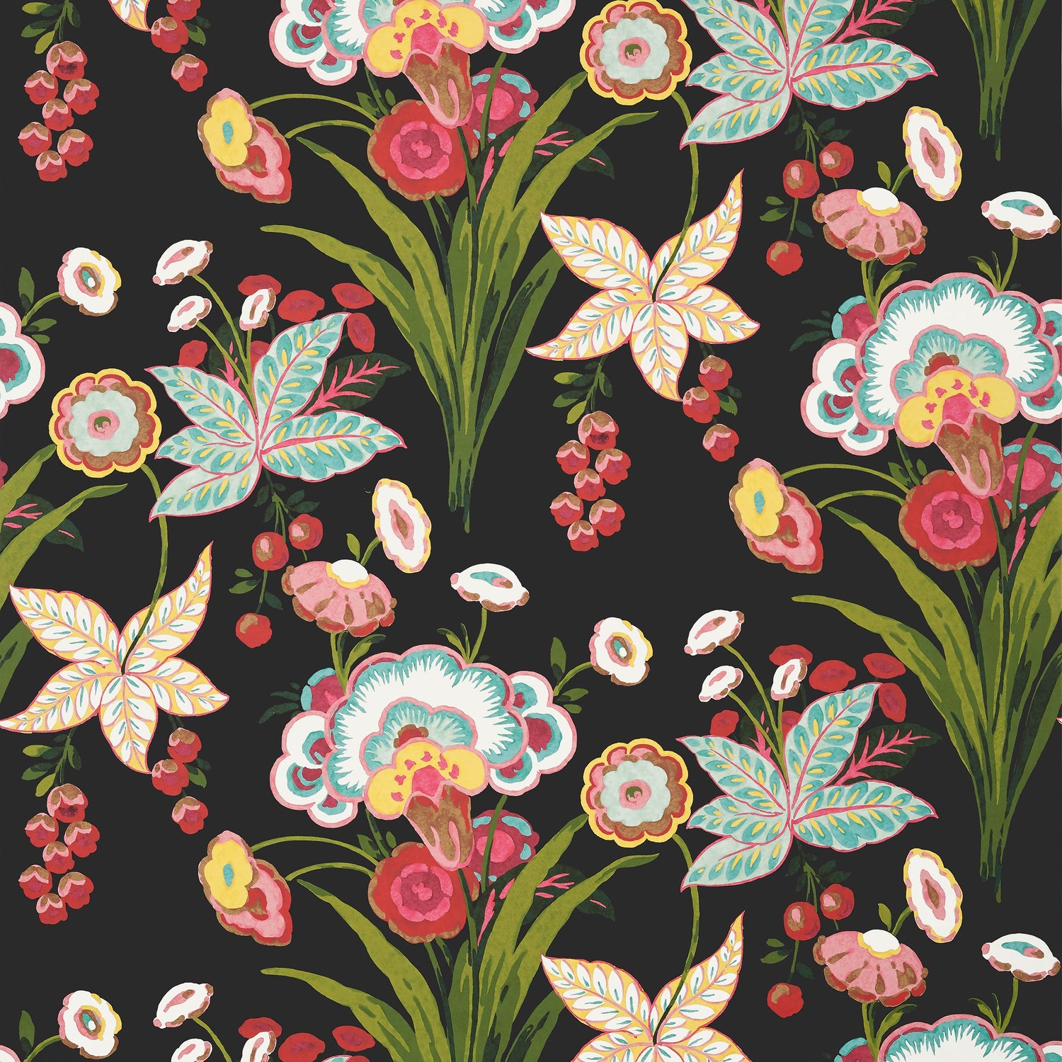 Pasadena wallpaper in black color - pattern number T20853 - by Thibaut in the Eden collection