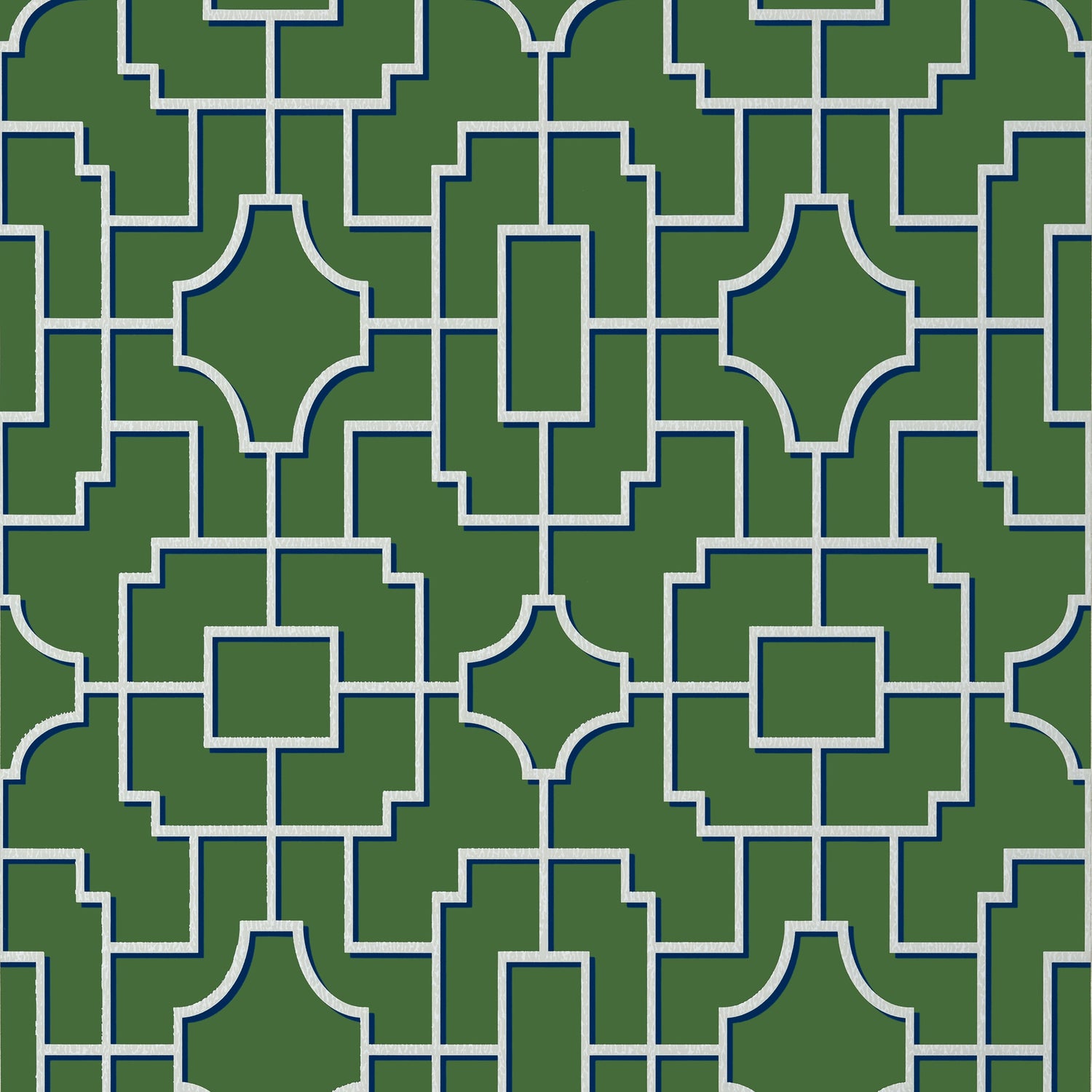Fretwork wallpaper in emerald color - pattern number T20874 - by Thibaut in the Eden collection