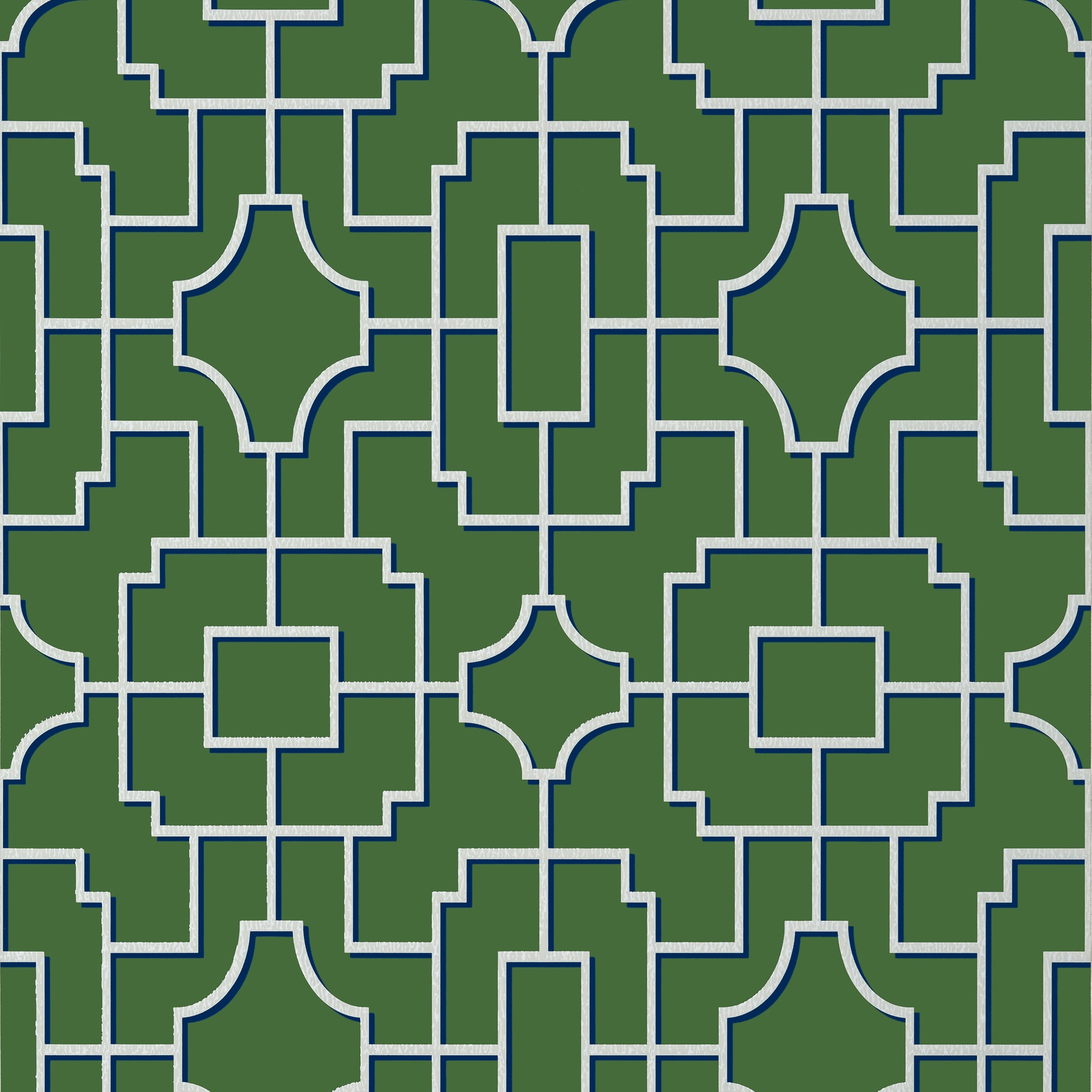 Fretwork wallpaper in emerald color - pattern number T20874 - by Thibaut in the Eden collection