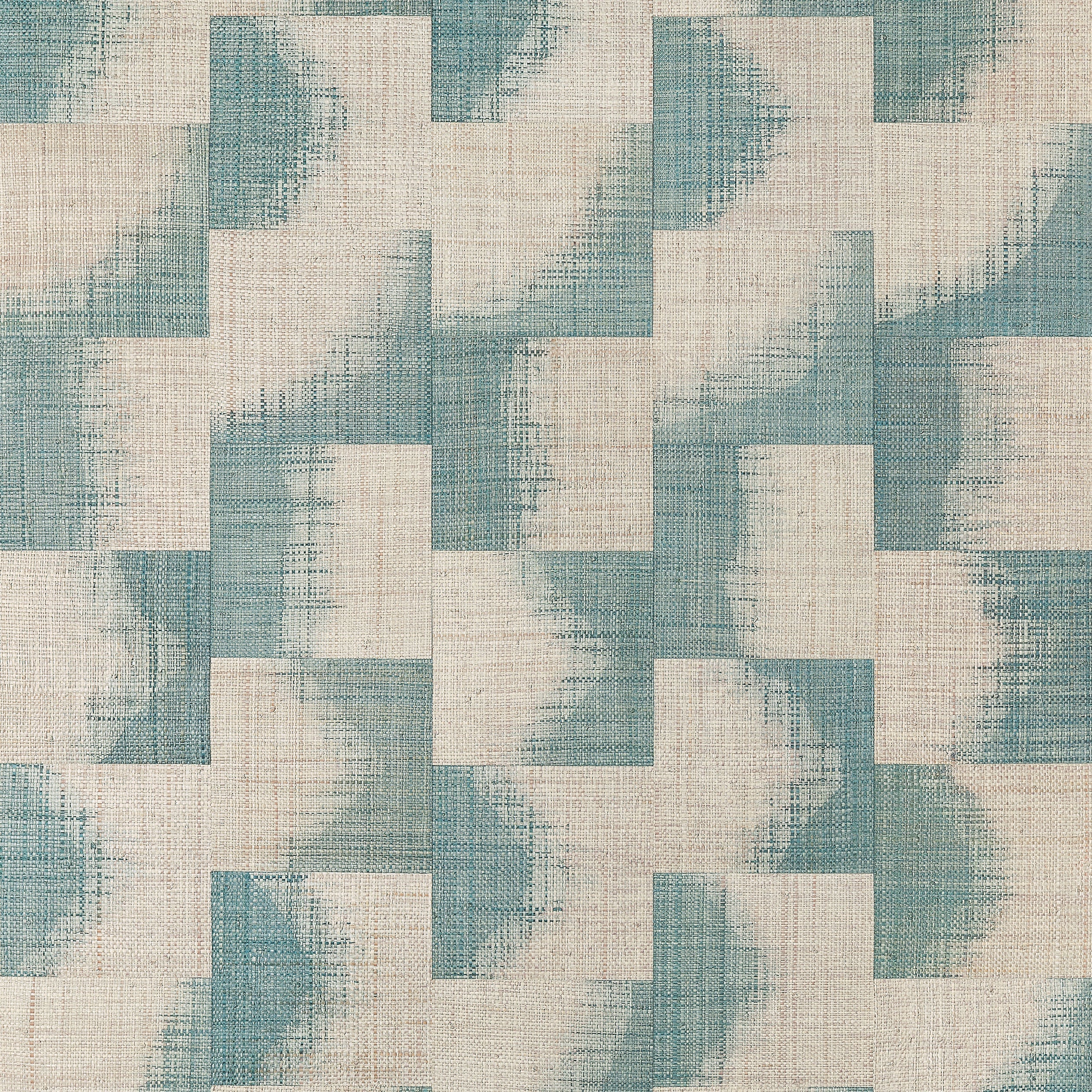 Raffia Squares wallpaper in mineral color - pattern number T24429 - by Thibaut in the Yutori collection