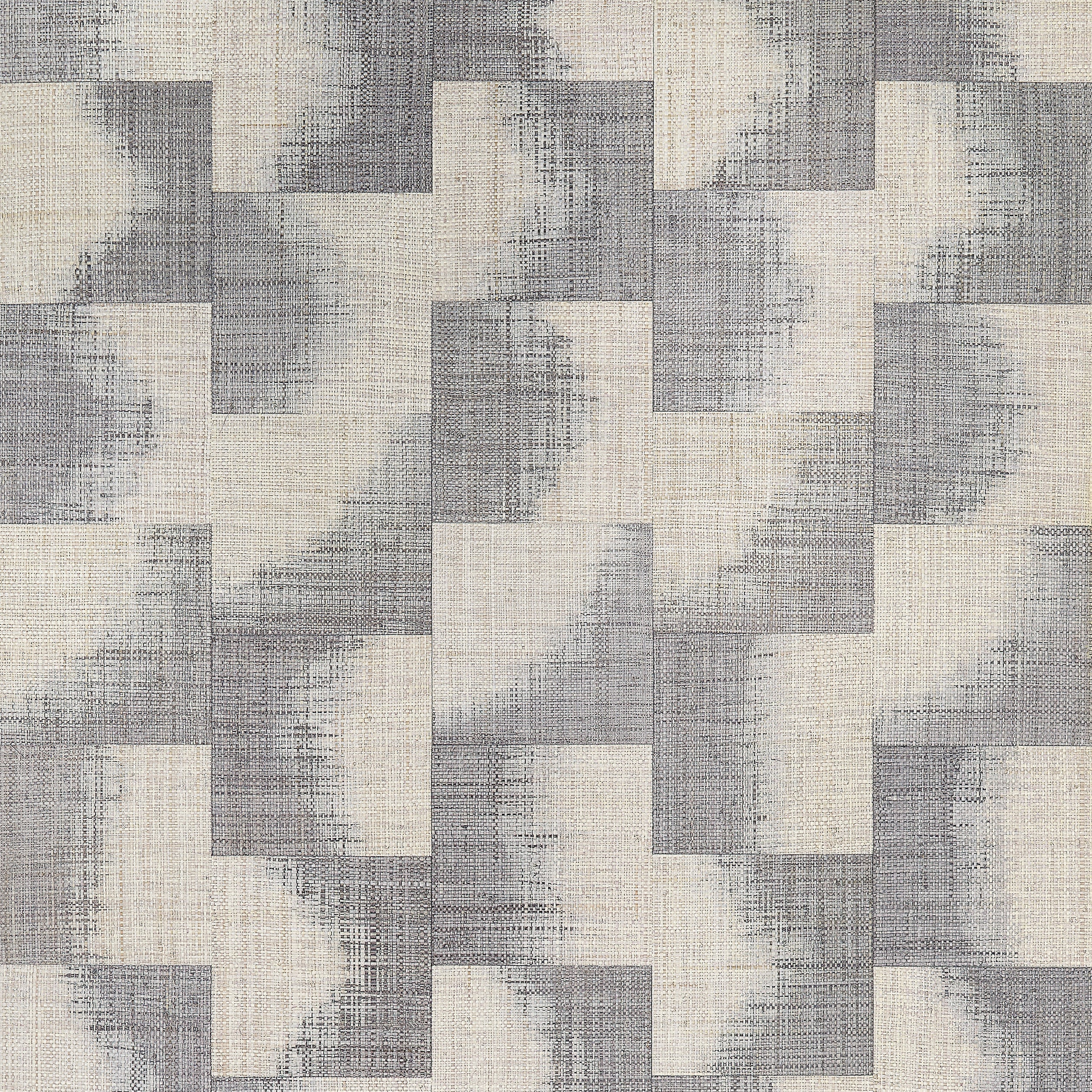 Raffia Squares wallpaper in graphite color - pattern number T24430 - by Thibaut in the Yutori collection