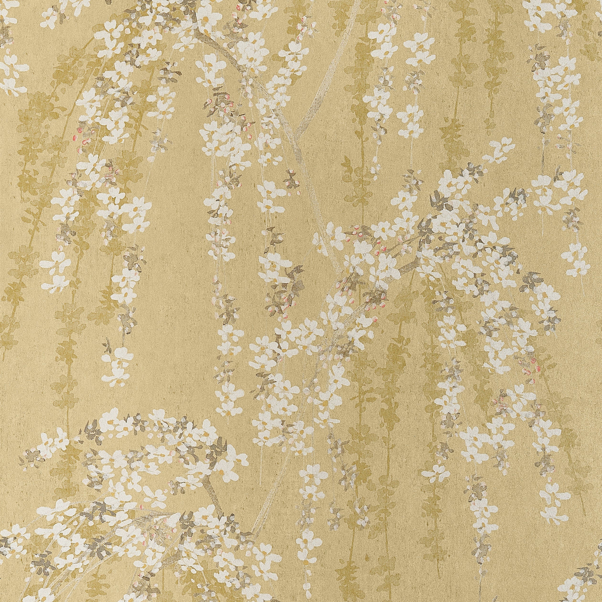 Weeping Blossom wallpaper in gold color - pattern number T24455 - by Thibaut in the Yutori collection