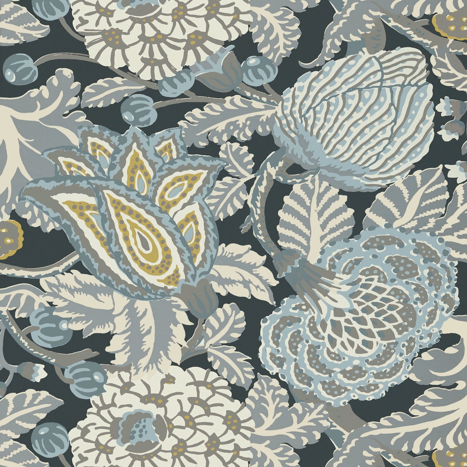 Mitford fabric in grey color - pattern number T2944 - by Thibaut in the Paramount collection