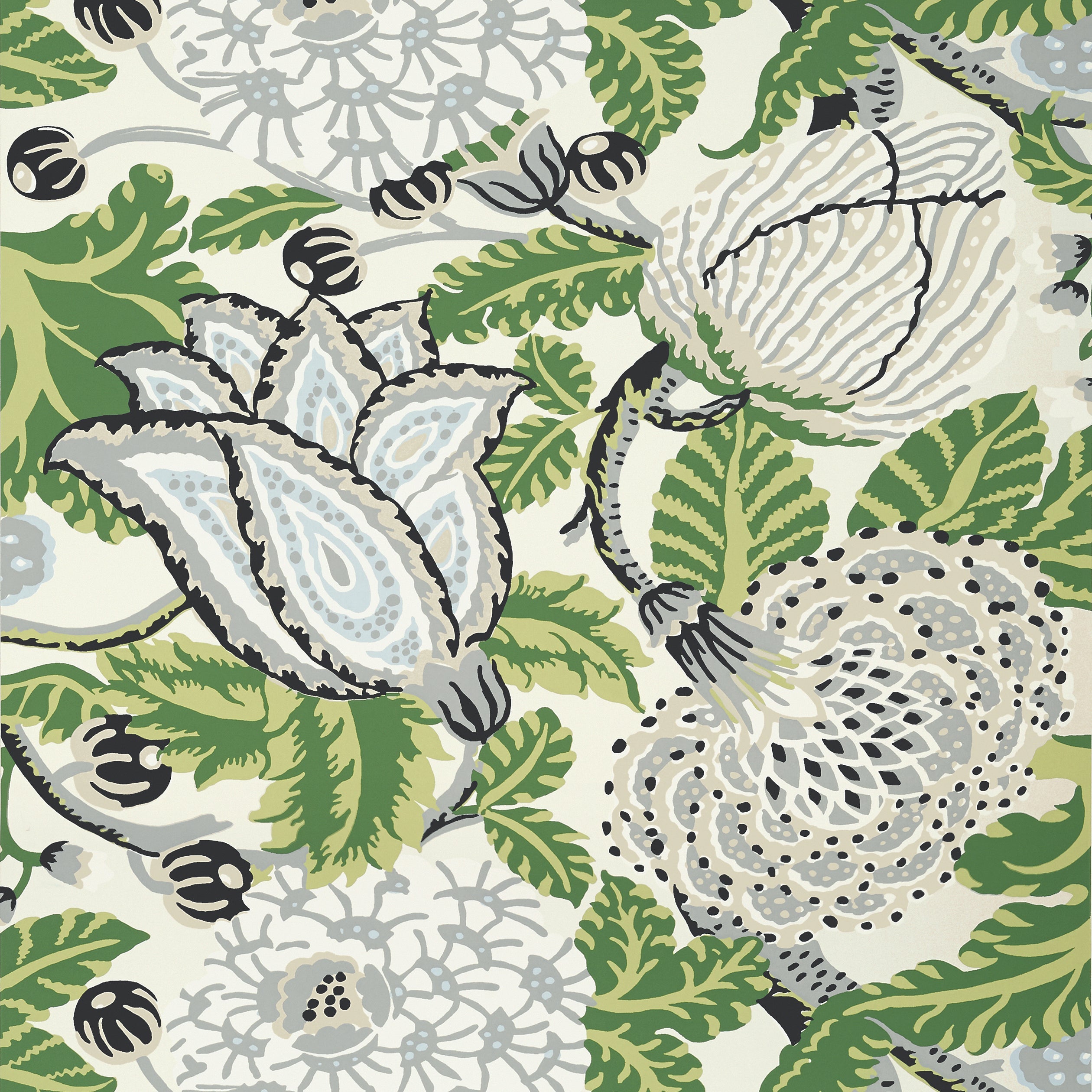 Mitford fabric in green and white color - pattern number T2949 - by Thibaut in the Paramount collection