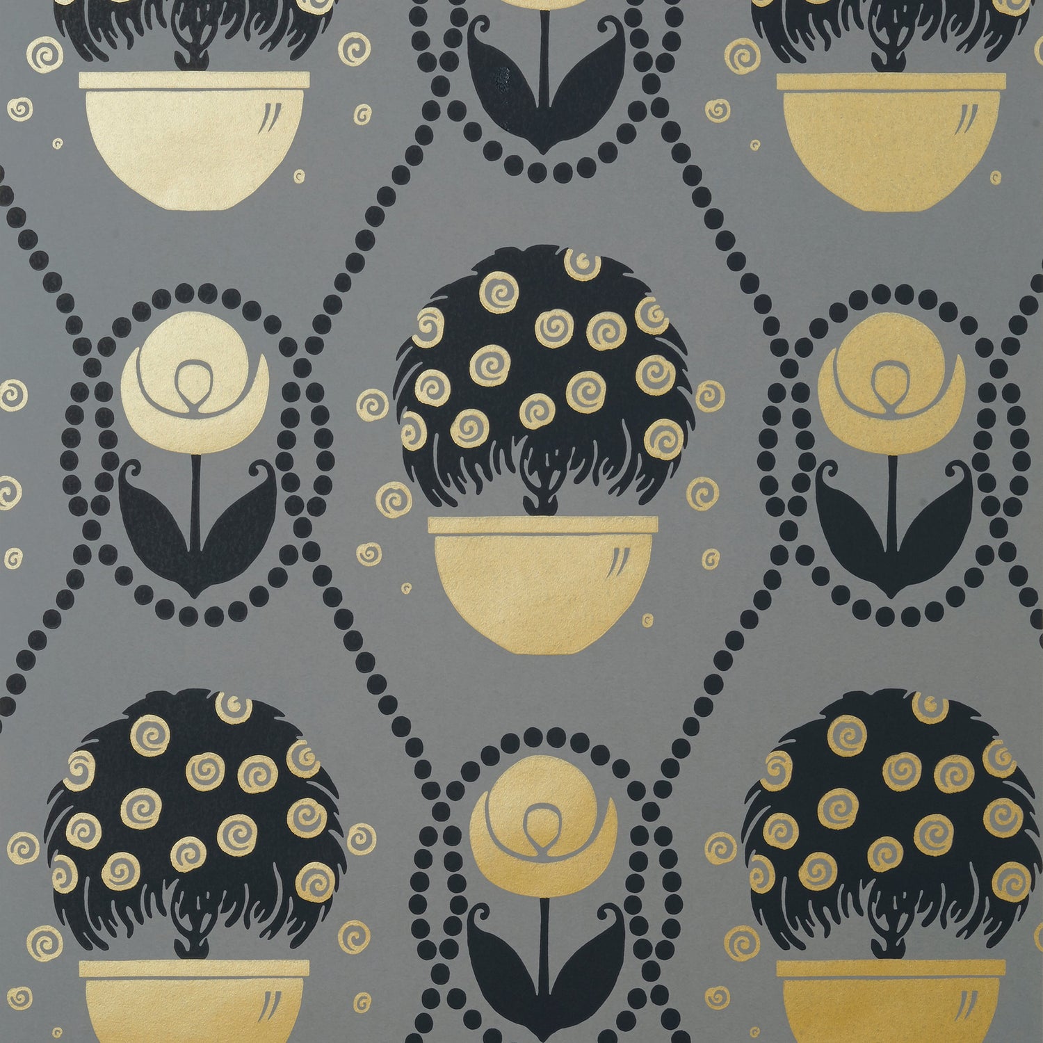 Rene wallpaper in metallic gold on charcoal color - pattern number T2957 - by Thibaut in the Paramount collection