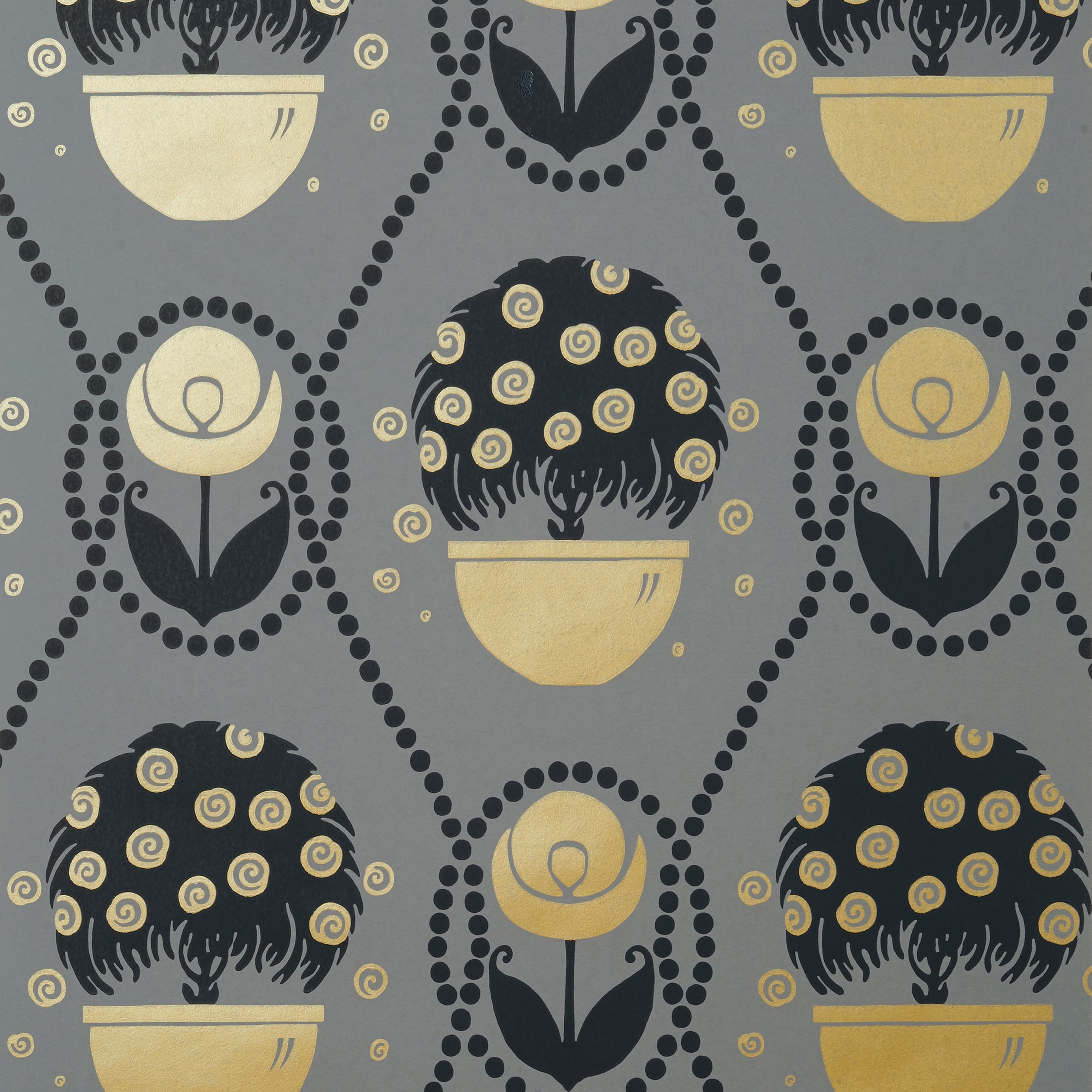 Rene wallpaper in metallic gold on charcoal color - pattern number T2957 - by Thibaut in the Paramount collection