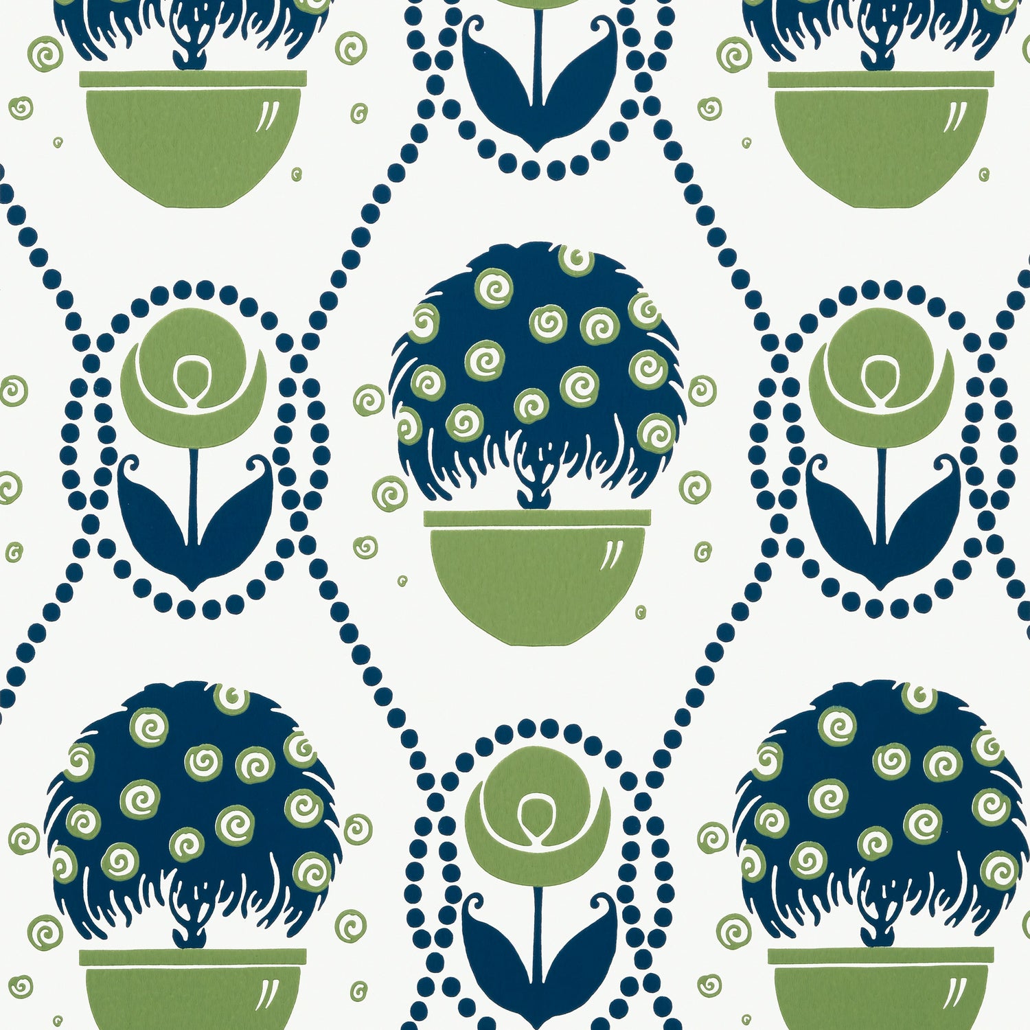 Rene wallpaper in navy and green color - pattern number T2961 - by Thibaut in the Paramount collection