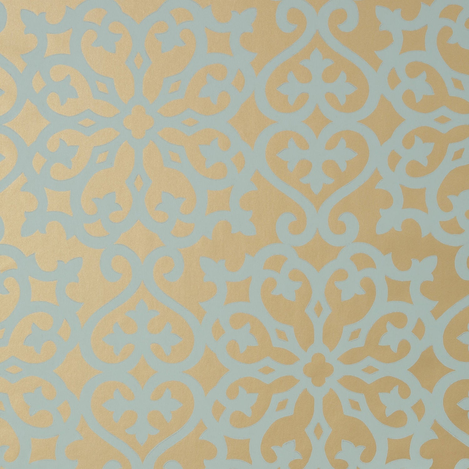 Allison wallpaper in aqua on metallic gold color - pattern number T35176 - by Thibaut in the Graphic Resource collection