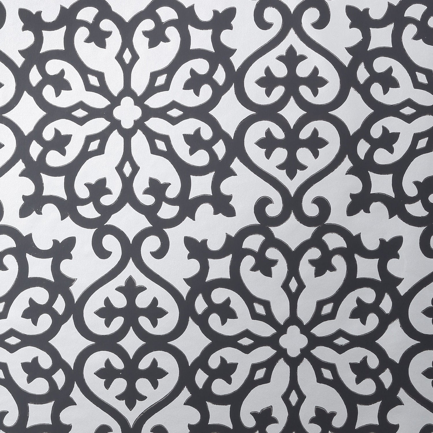 Allison wallpaper in black on metallic silver color - pattern number T35177 - by Thibaut in the Graphic Resource collection