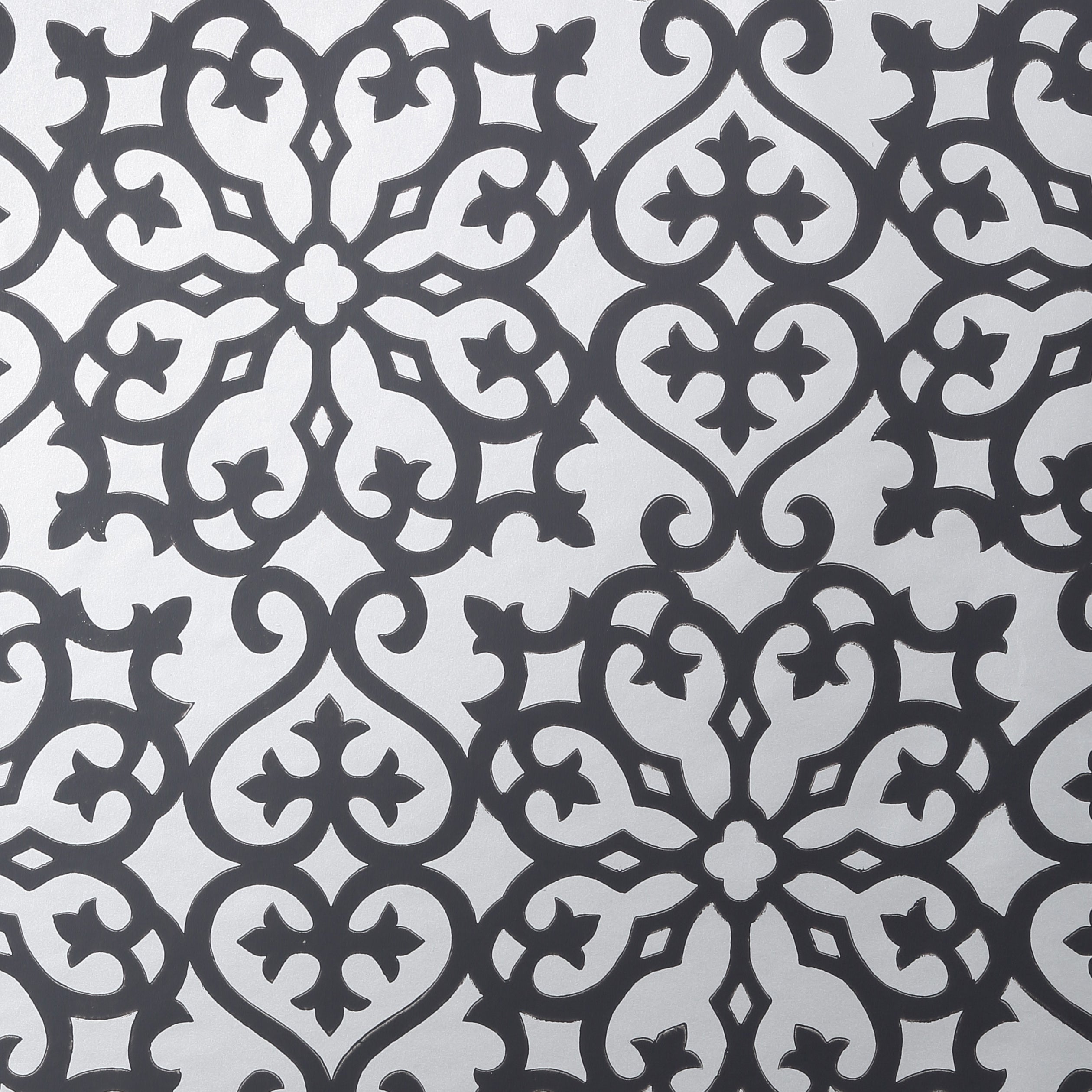 Allison wallpaper in black on metallic silver color - pattern number T35177 - by Thibaut in the Graphic Resource collection