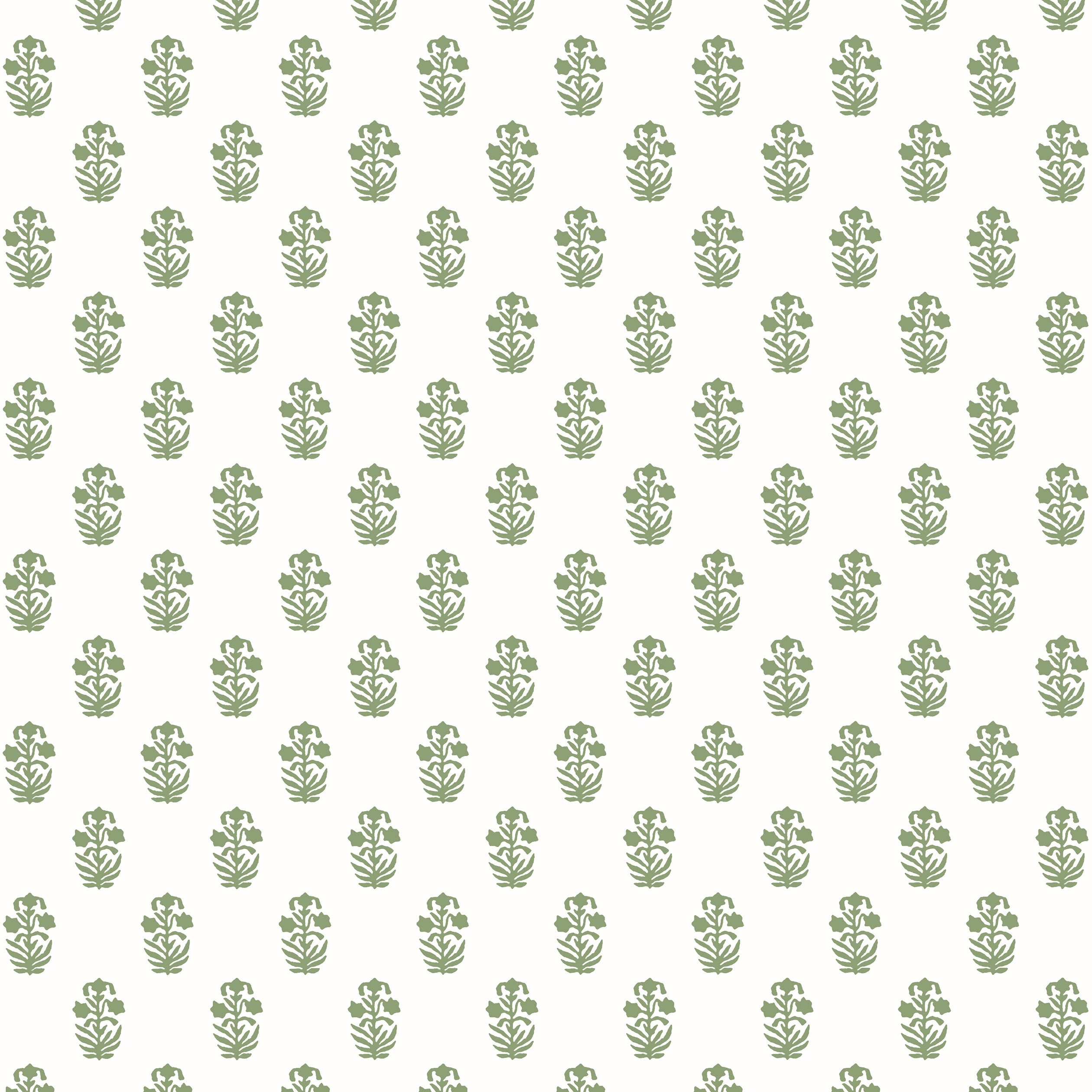 Corwin wallpaper in green on white color - pattern number T36402 - by Thibaut in the Indienne collection