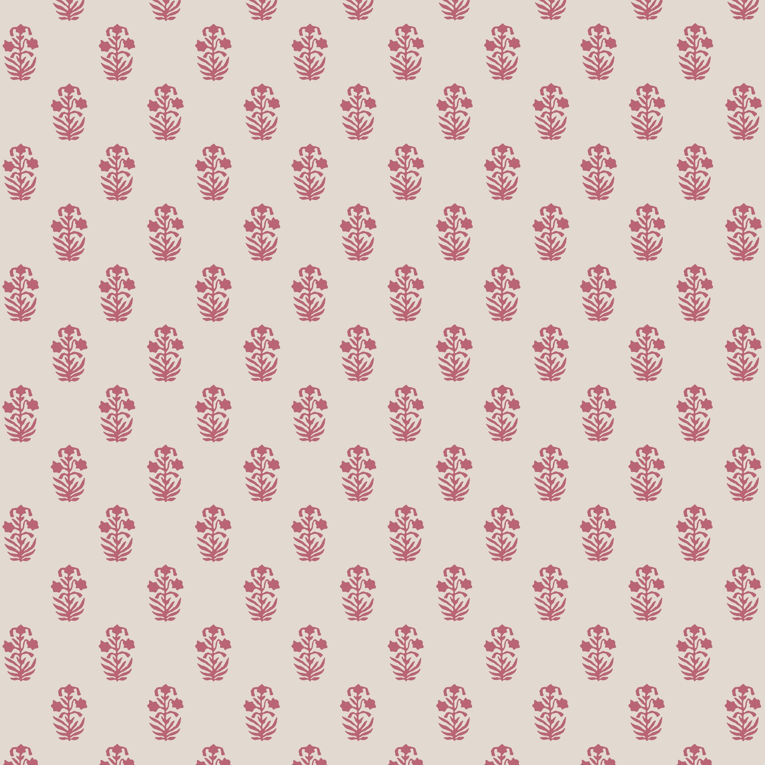 Corwin wallpaper in raspberry on natural color - pattern number T36406 - by Thibaut in the Indienne collection