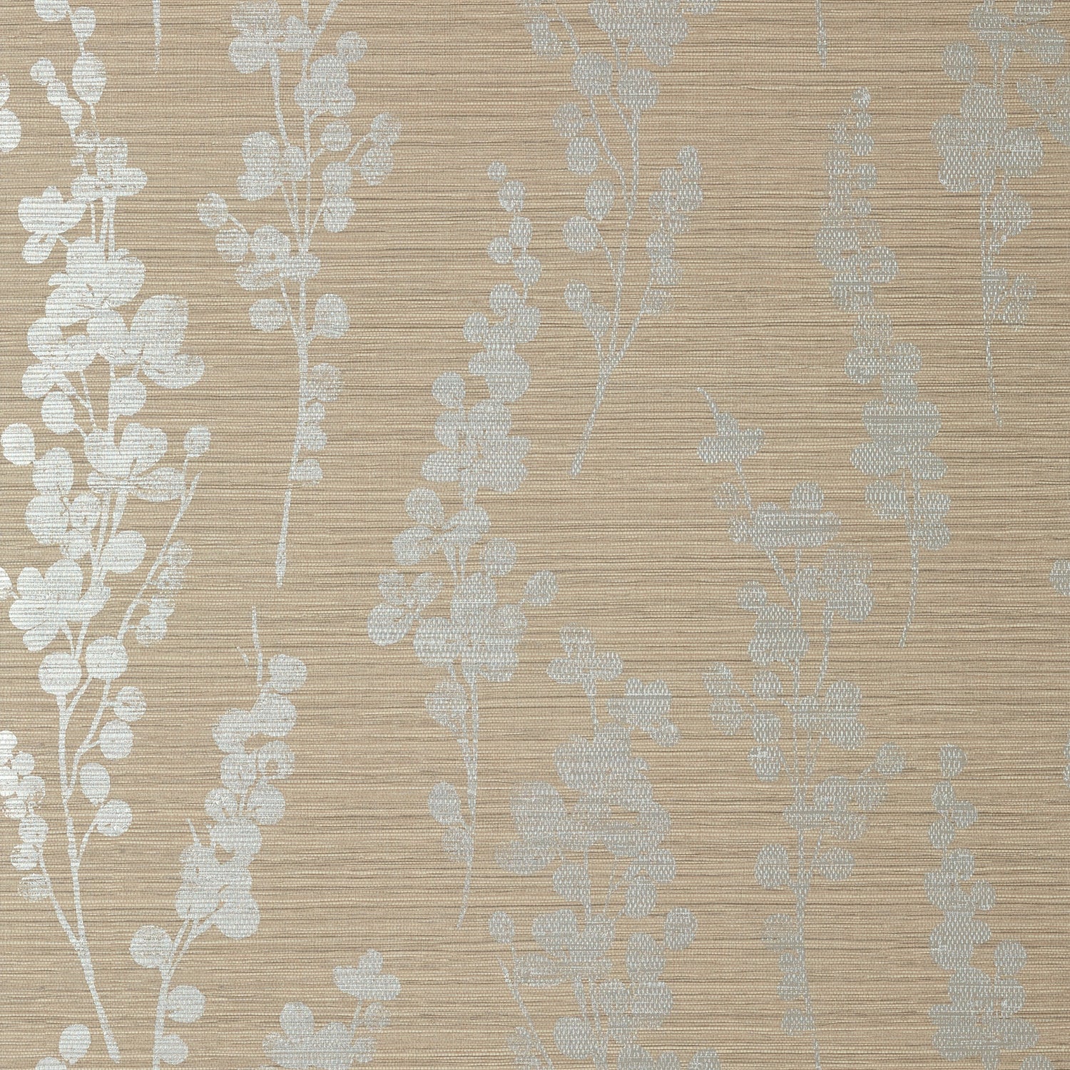 Spring Blooms wallpaper in metallic silver on taupe color - pattern number T41053 - by Thibaut in the Modern Resource Volume 4 collection